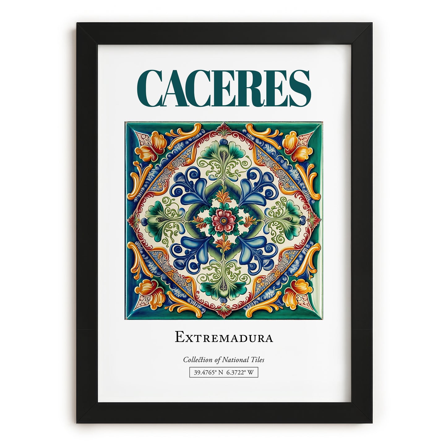 Caceres, Spain – Travel Poster, in sleek black frame