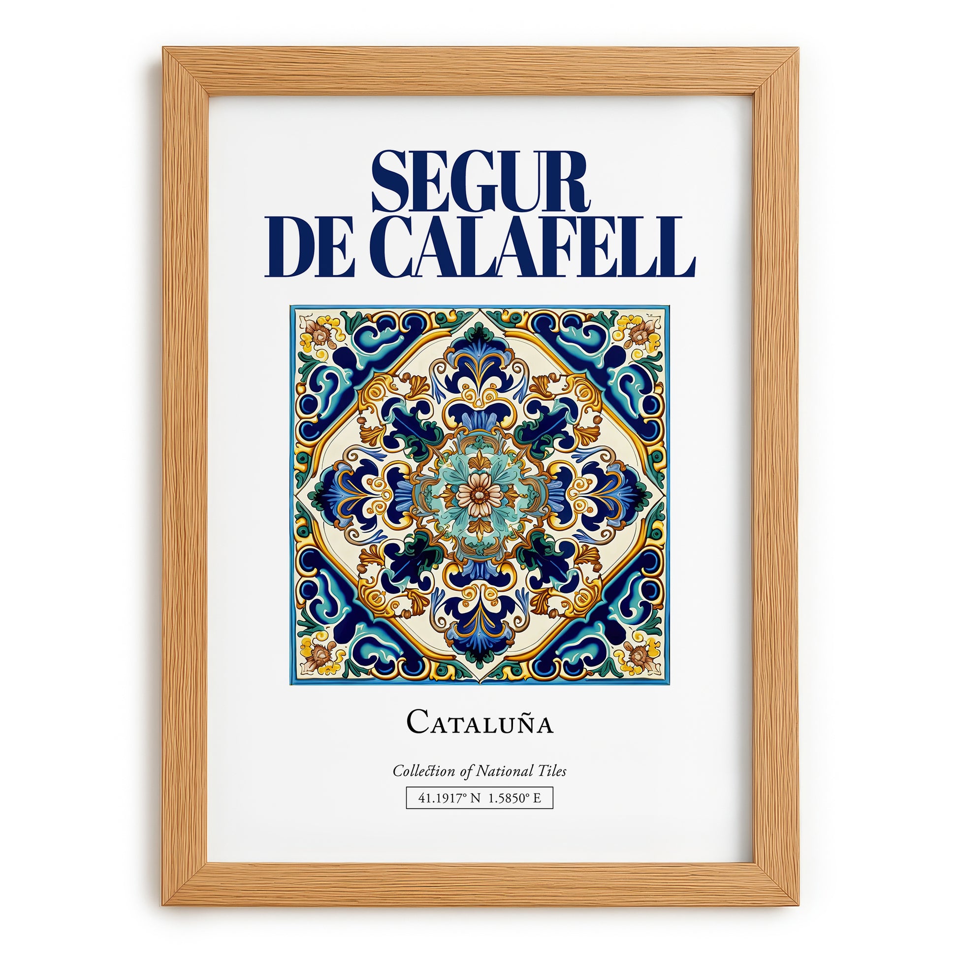 Segur de Calafell, Spain – Travel Print, set in oak frame