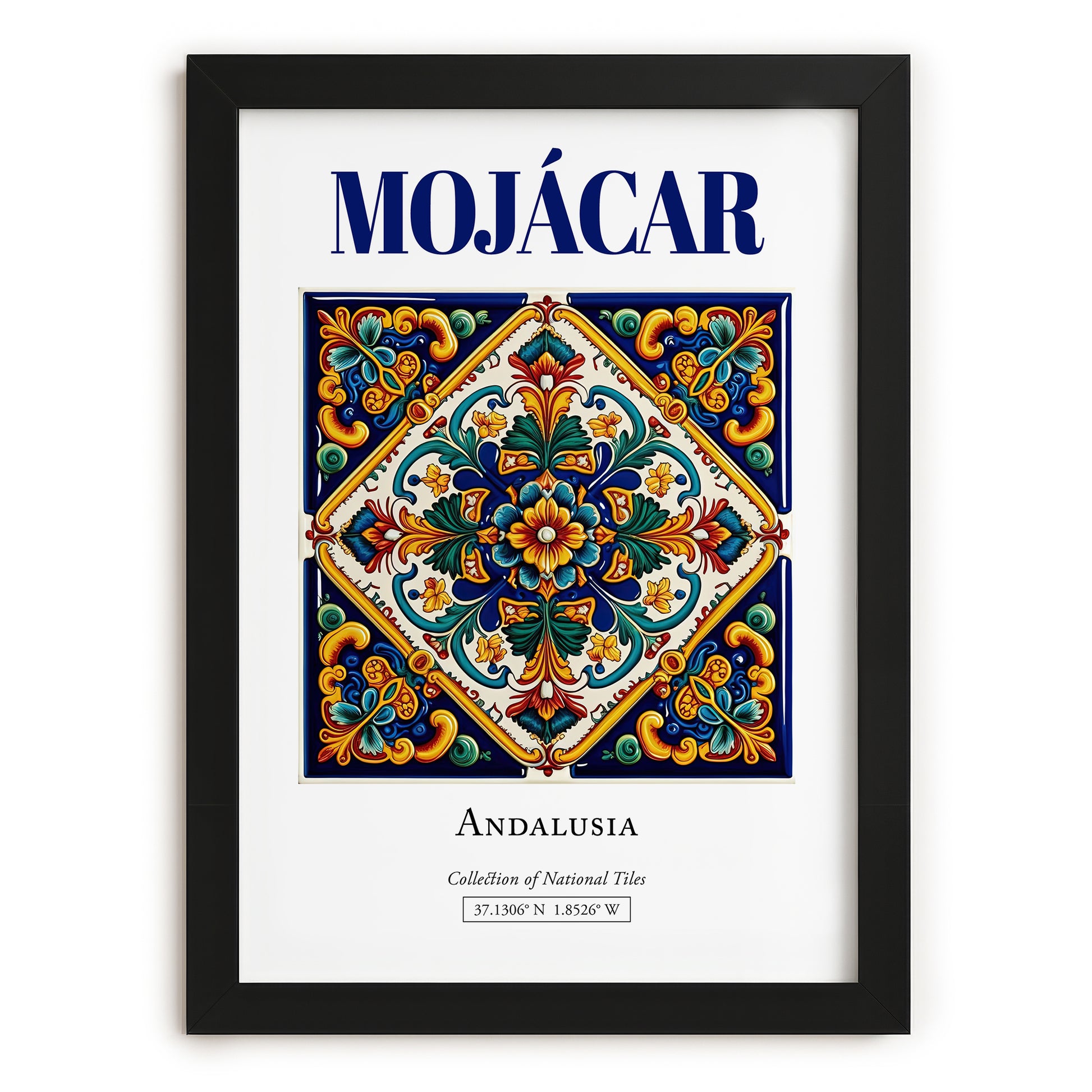 Mojácar, Spain – Travel Poster, in sleek black frame
