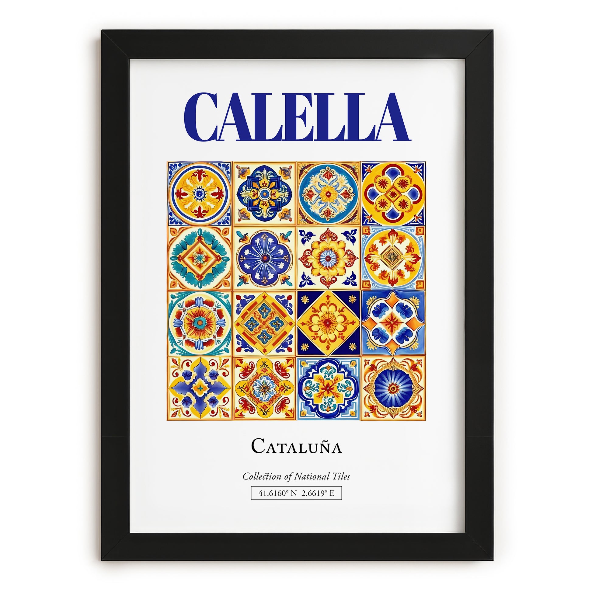 Calella, Spain – Illustrated Travel Poster, in sleek black frame