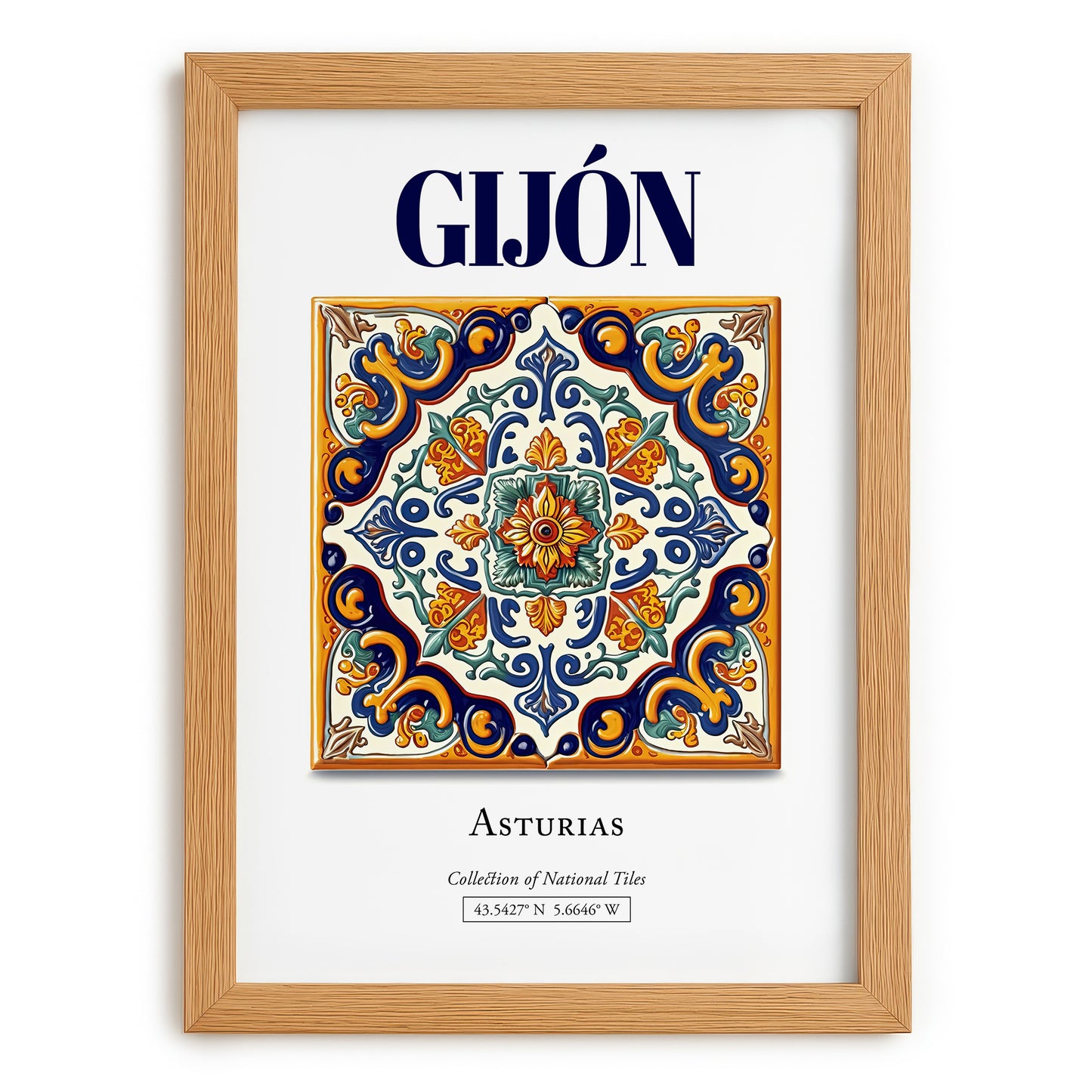 Gijón, Spain – Travel Wall Art, set in oak frame