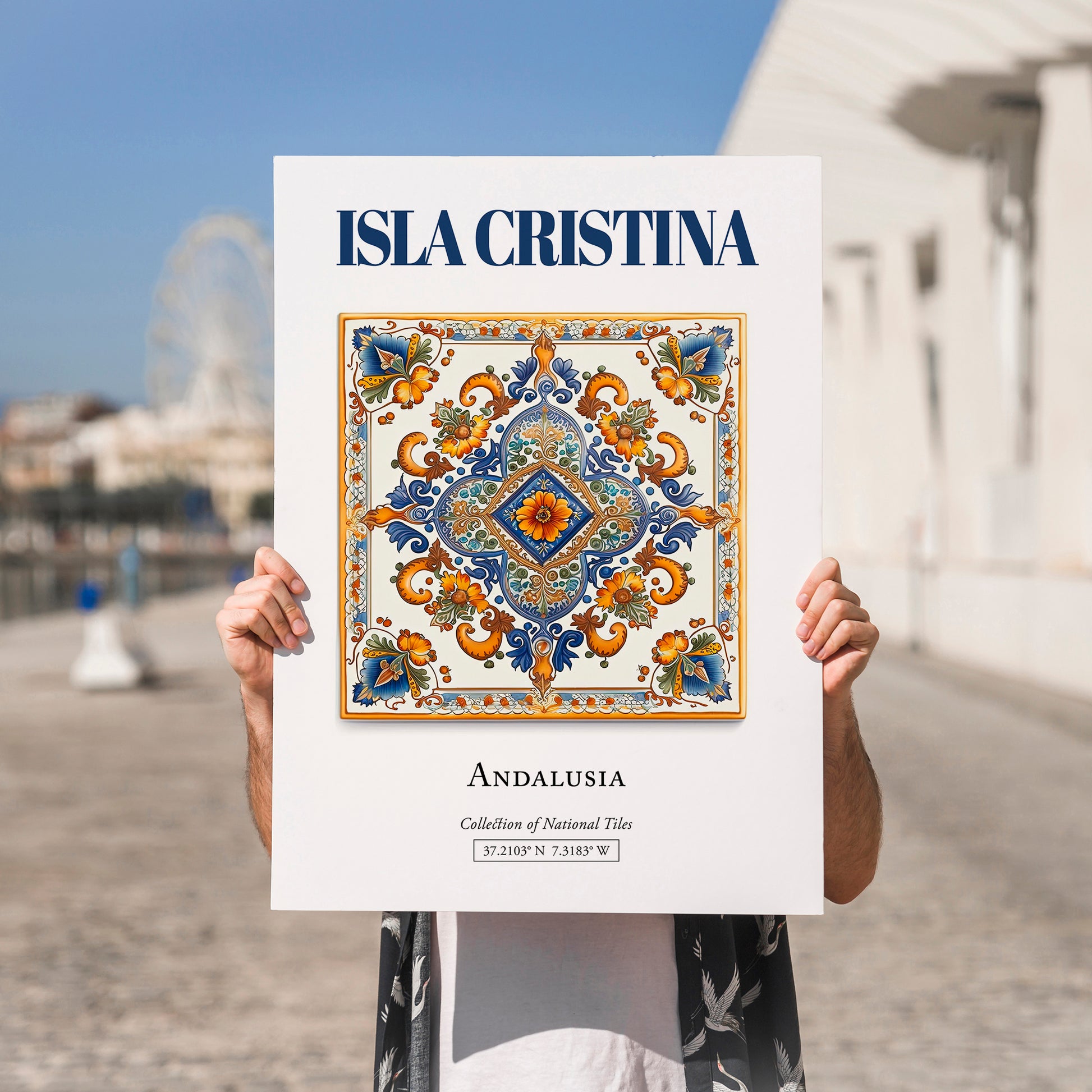 Isla Cristina, Spain – Travel Print, no-text version framed in wood