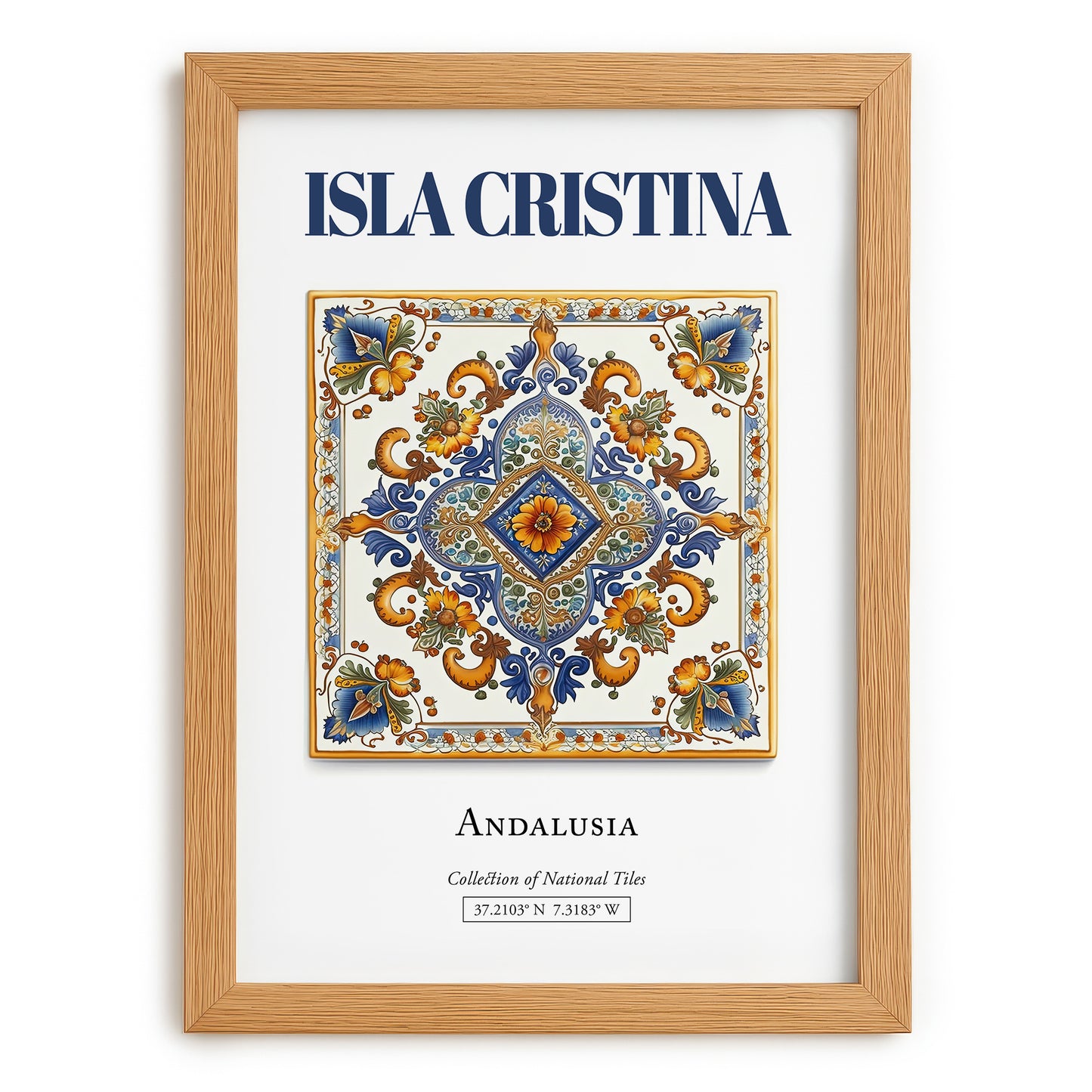 Isla Cristina, Spain – Travel Print, set in oak frame