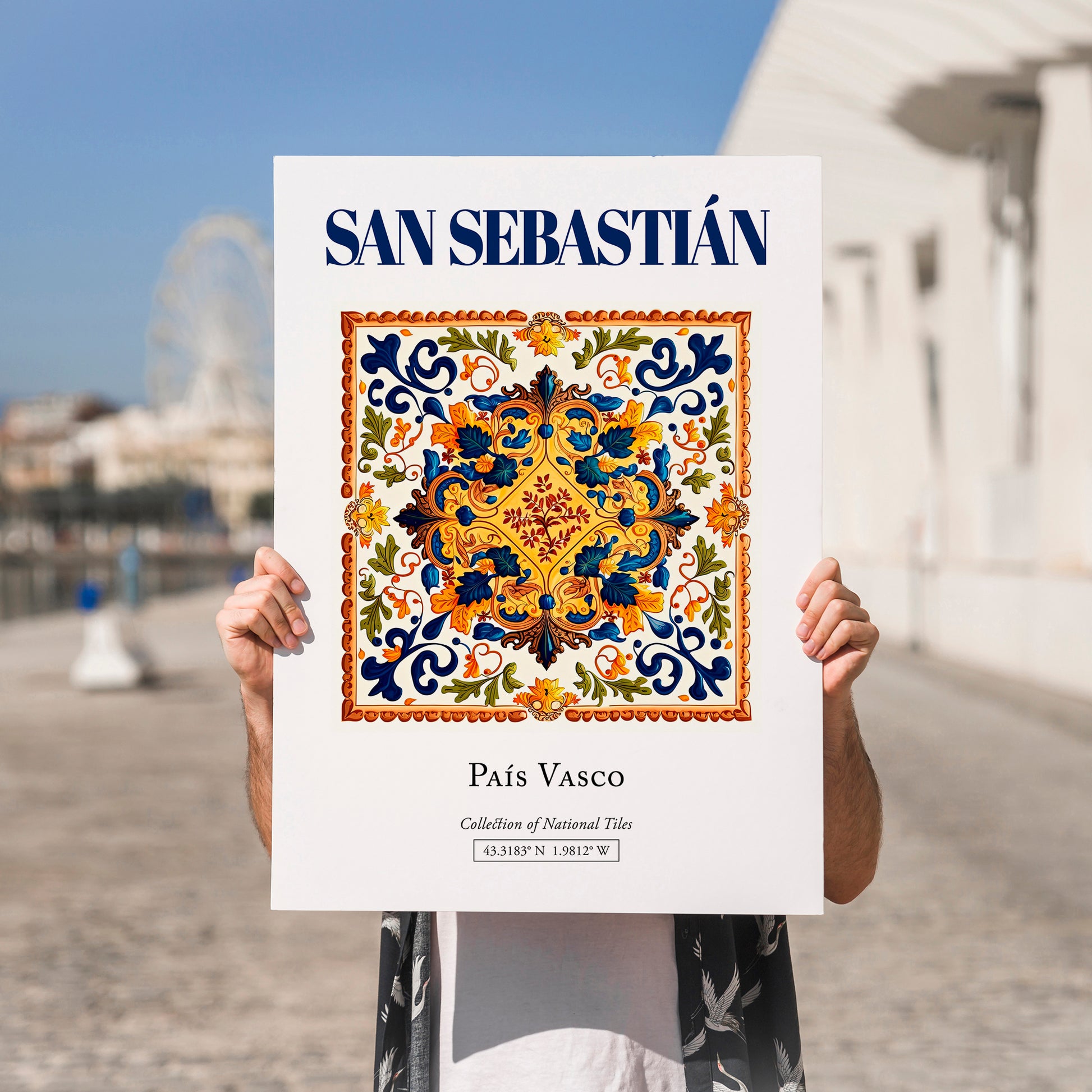 San Sebastián, Spain – Wanderlust Wall Decor, no-text version framed in wood