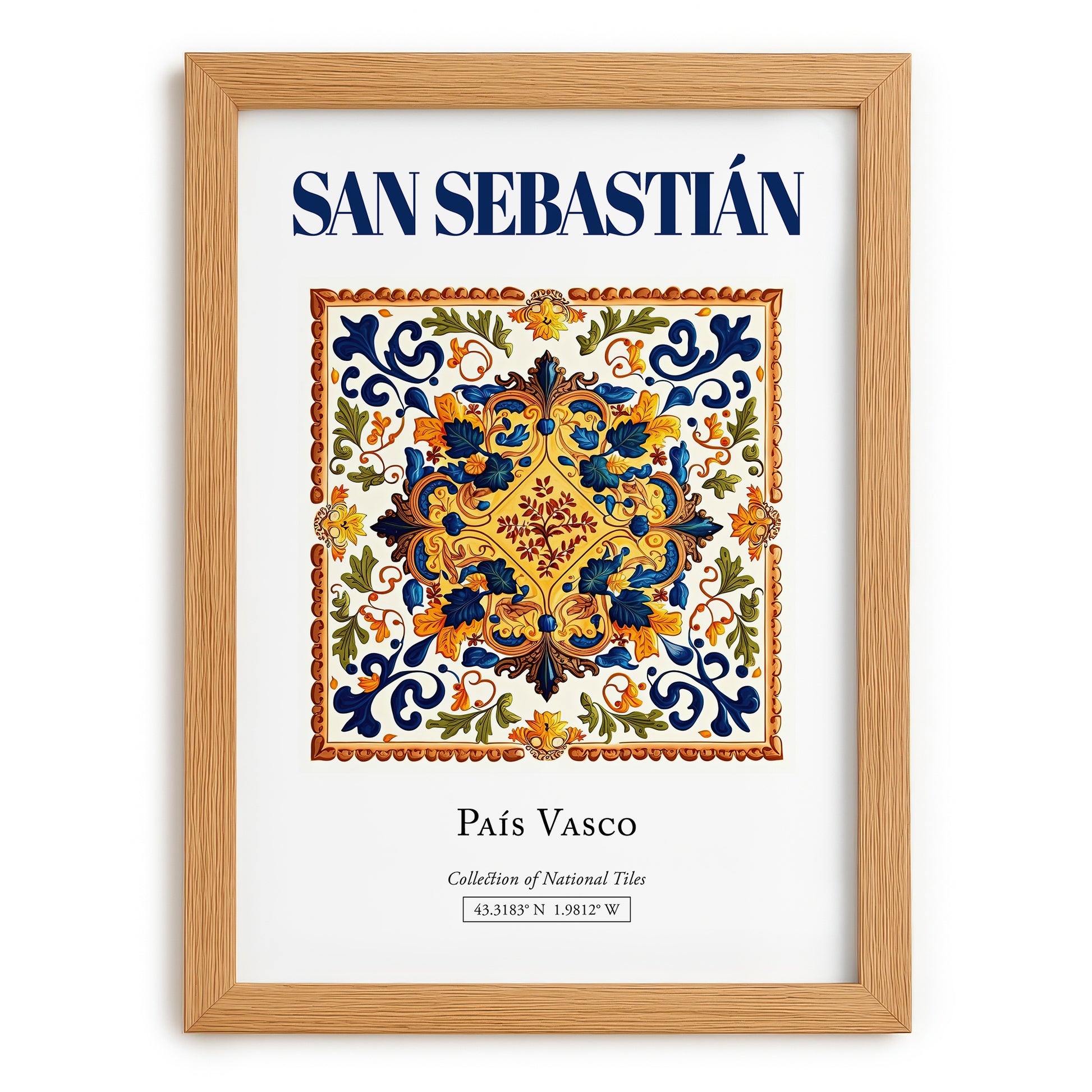 San Sebastián, Spain – Wanderlust Wall Decor, set in oak frame