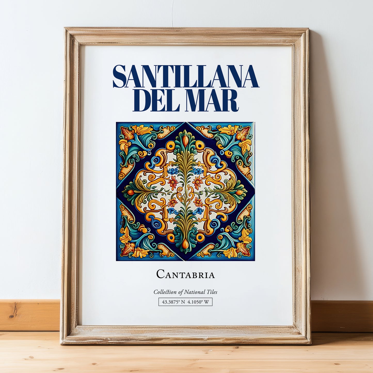 Santillana del Mar, Spain – Travel Wall Art, in wooden frame leaning on the floor