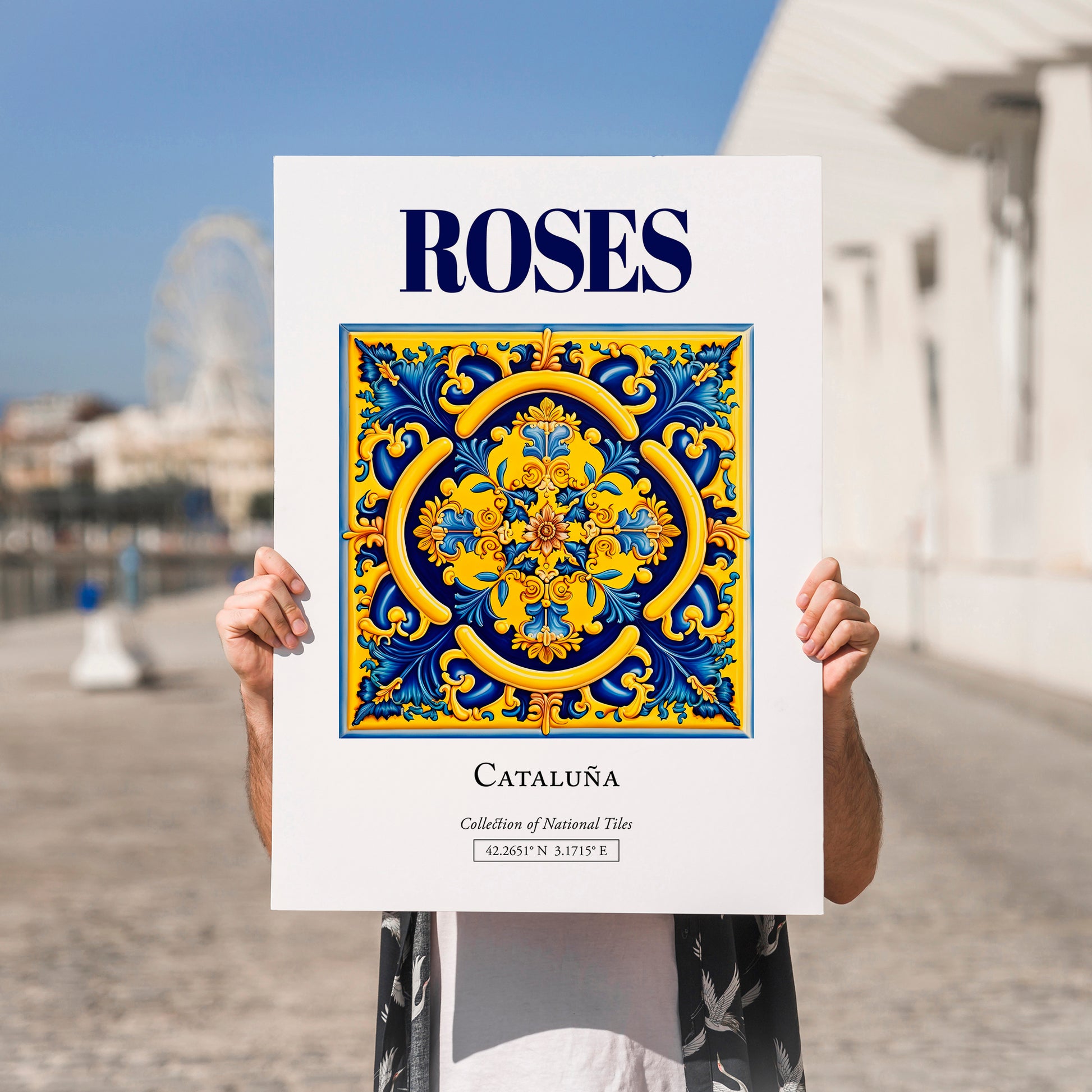 Roses, Spain – Travel Poster, no-text version framed in wood