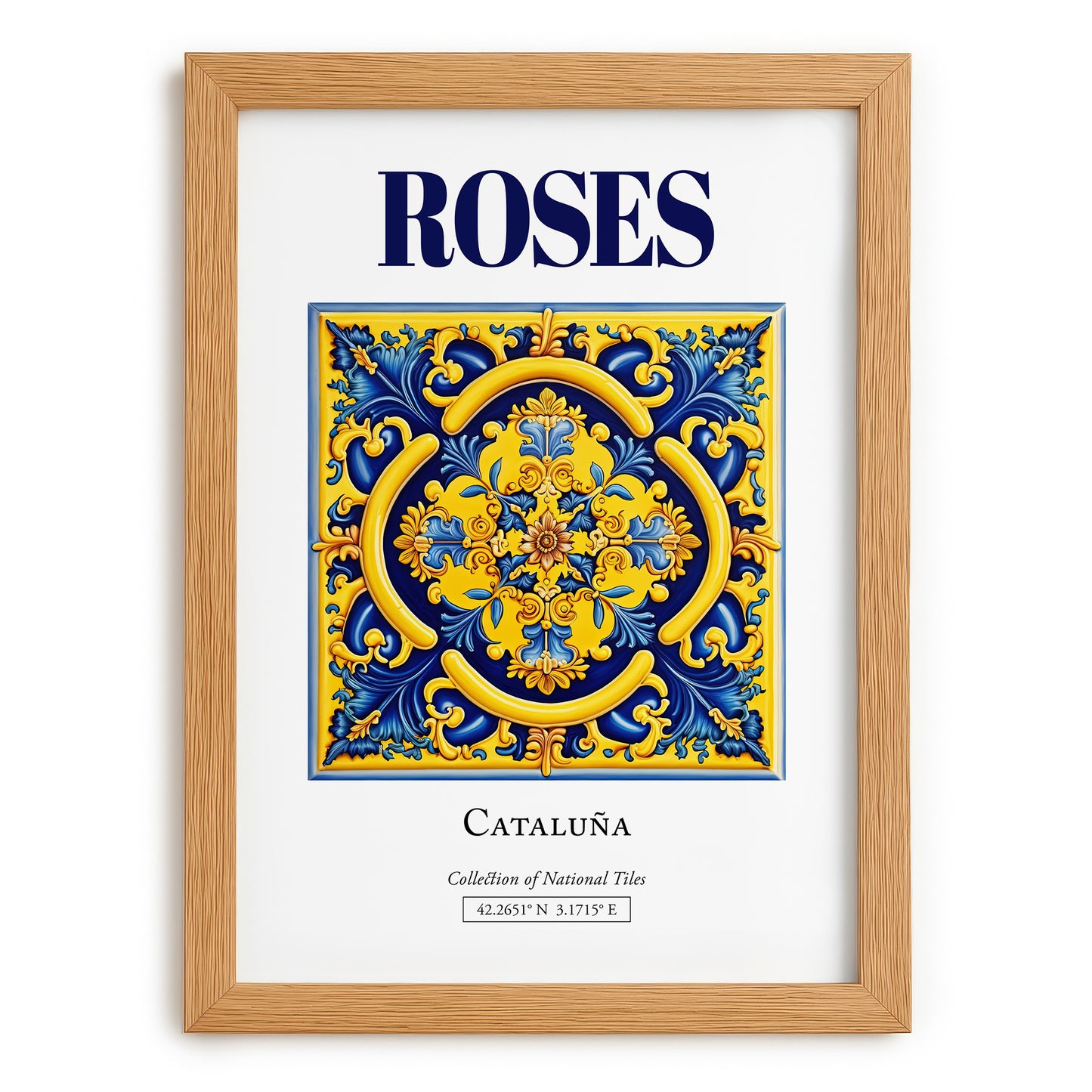 Roses, Spain – Travel Poster, set in oak frame
