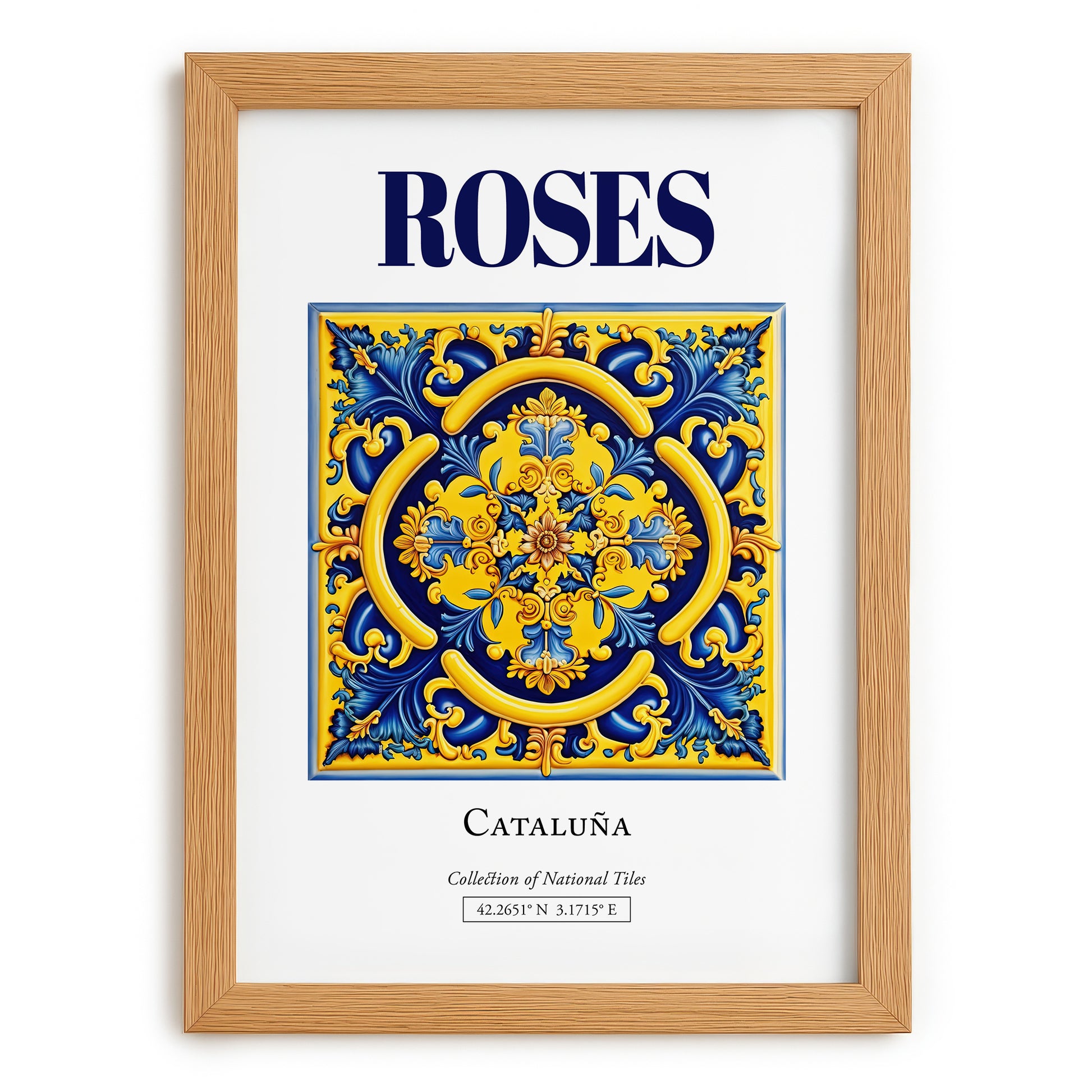 Roses, Spain – Travel Poster, set in oak frame
