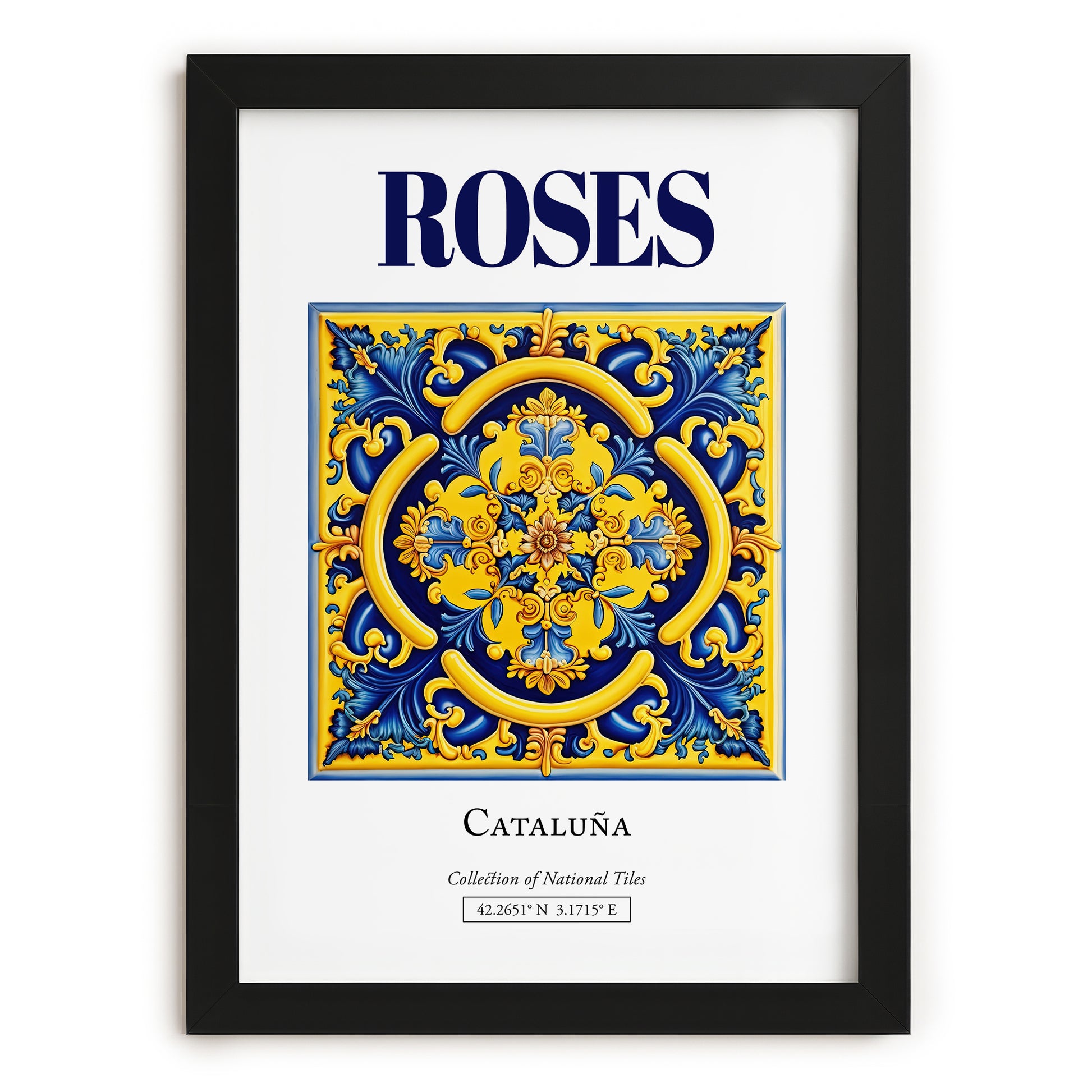 Roses, Spain – Travel Poster, in sleek black frame