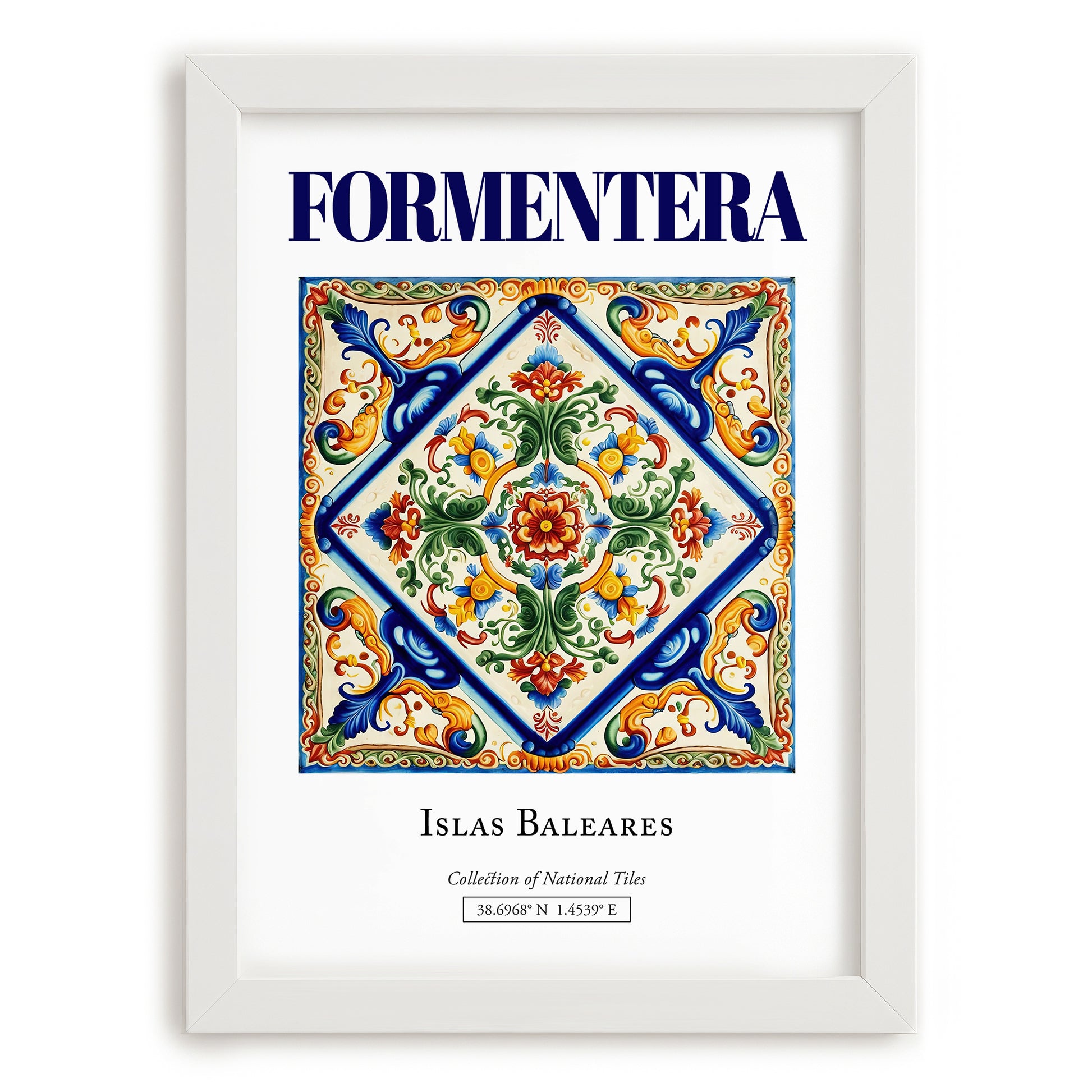 Formentera, Spain – Architectural Travel Art, placed in minimal white frame