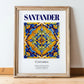 Santander, Spain – Minimalist Travel Print, in wooden frame leaning on the floor