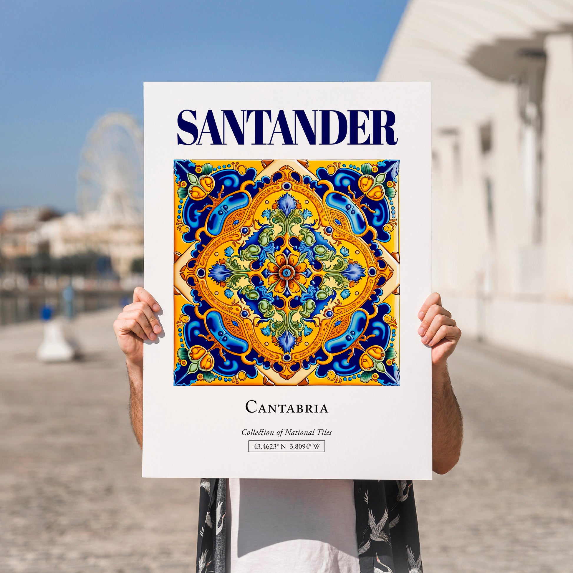 Santander, Spain – Minimalist Travel Print, no-text version framed in wood