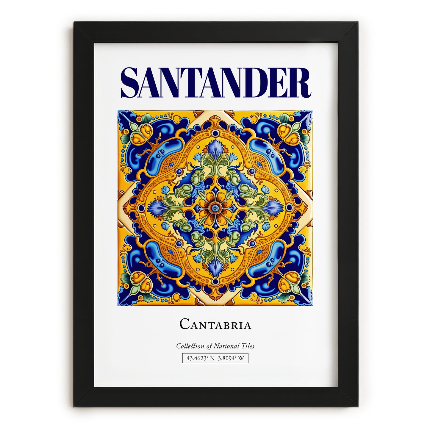 Santander, Spain – Minimalist Travel Print, in sleek black frame