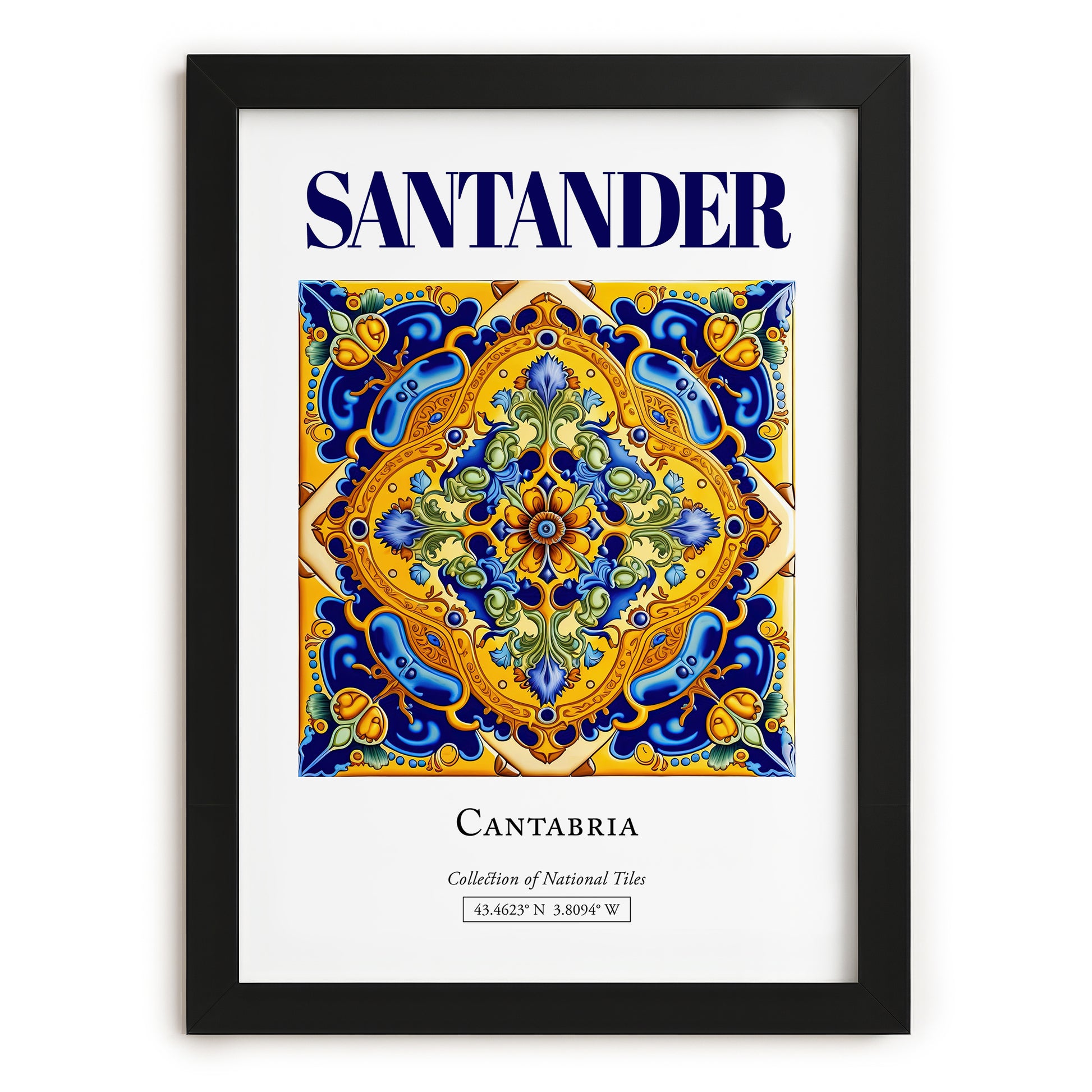 Santander, Spain – Minimalist Travel Print, in sleek black frame