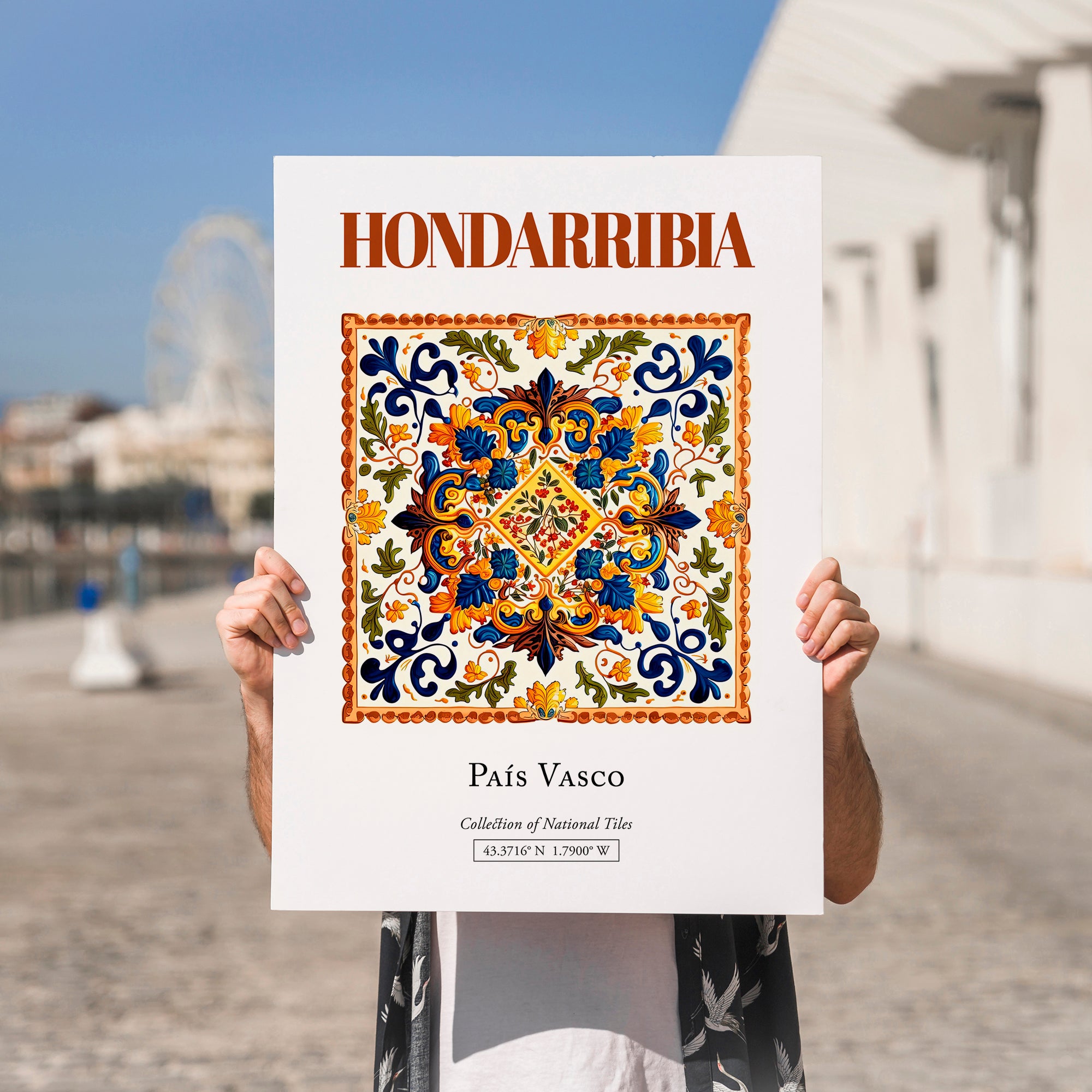 Hondarribia, Spain – Travel Poster, no-text version framed in wood