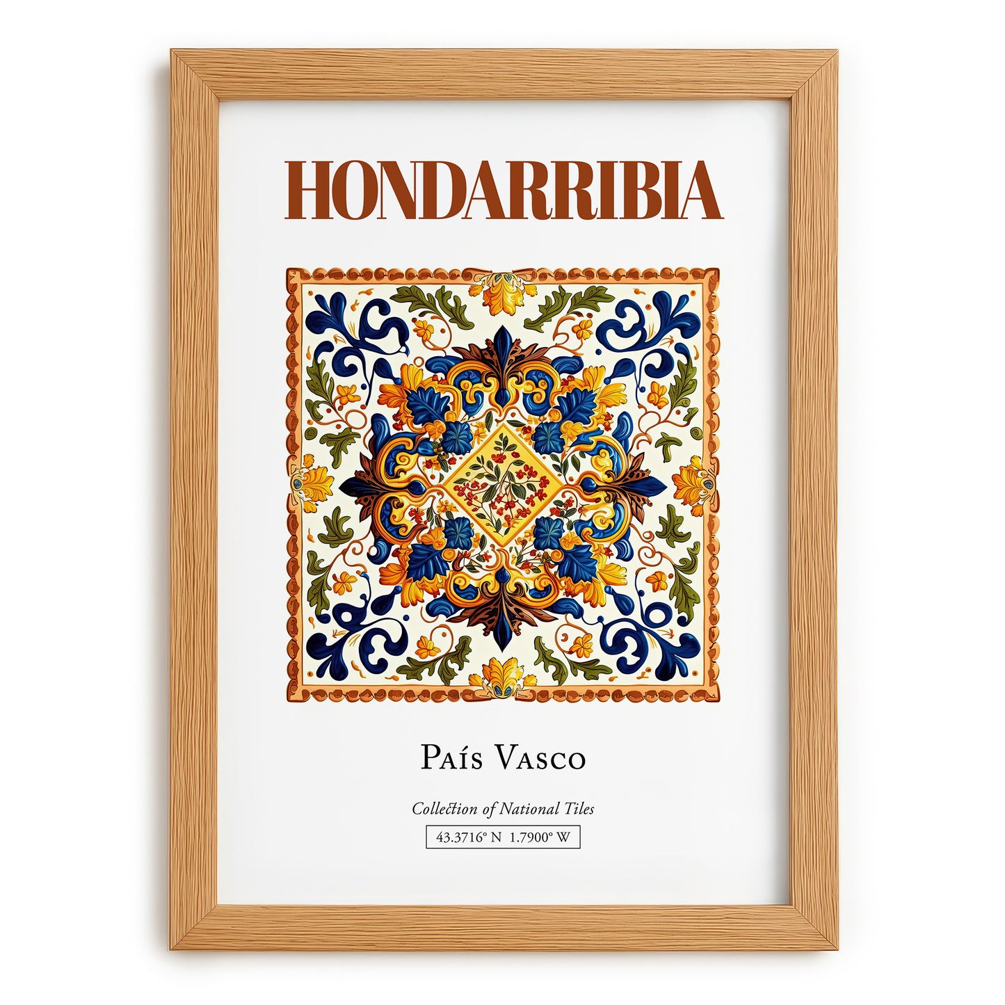 Hondarribia, Spain – Travel Poster, set in oak frame