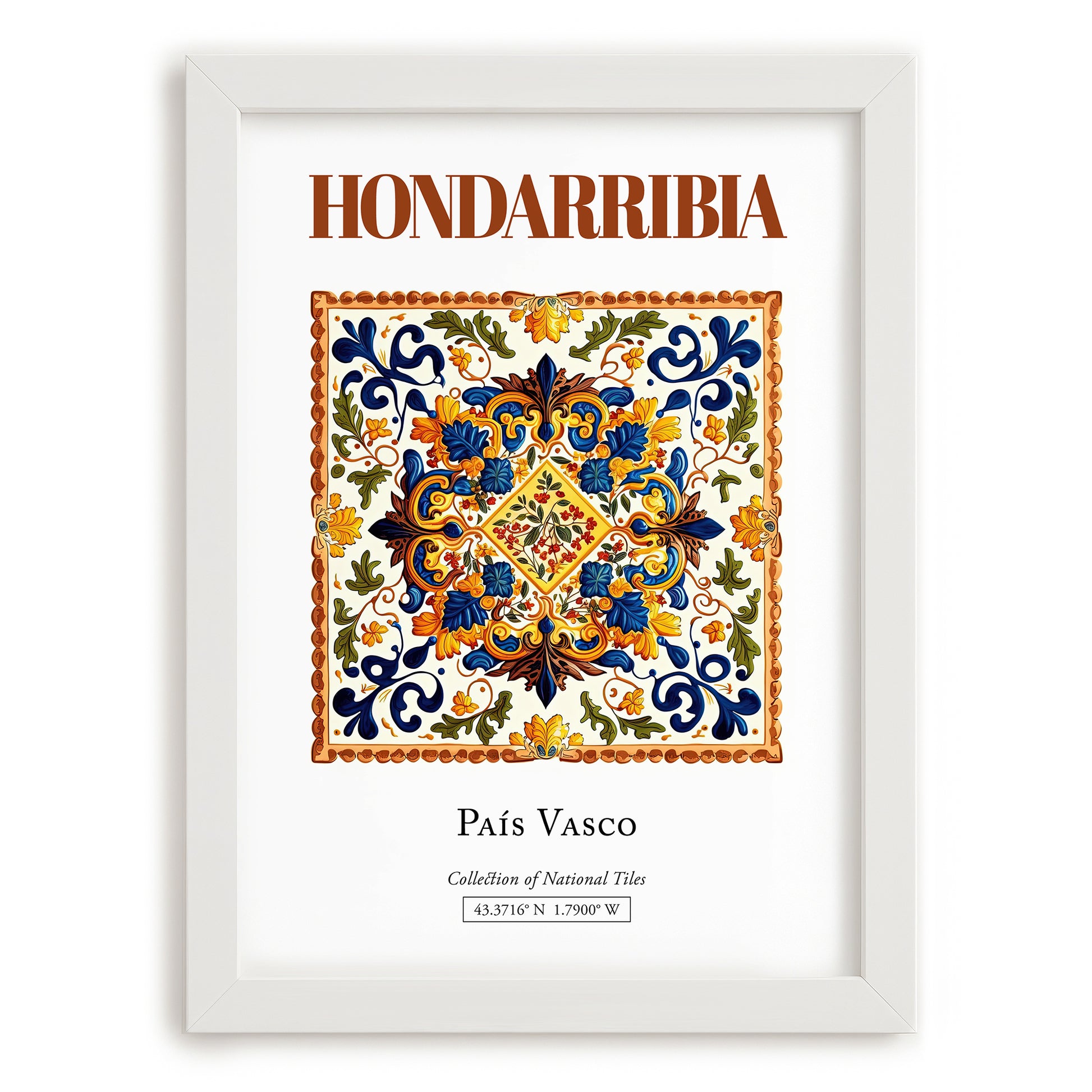 Hondarribia, Spain – Travel Poster, placed in minimal white frame