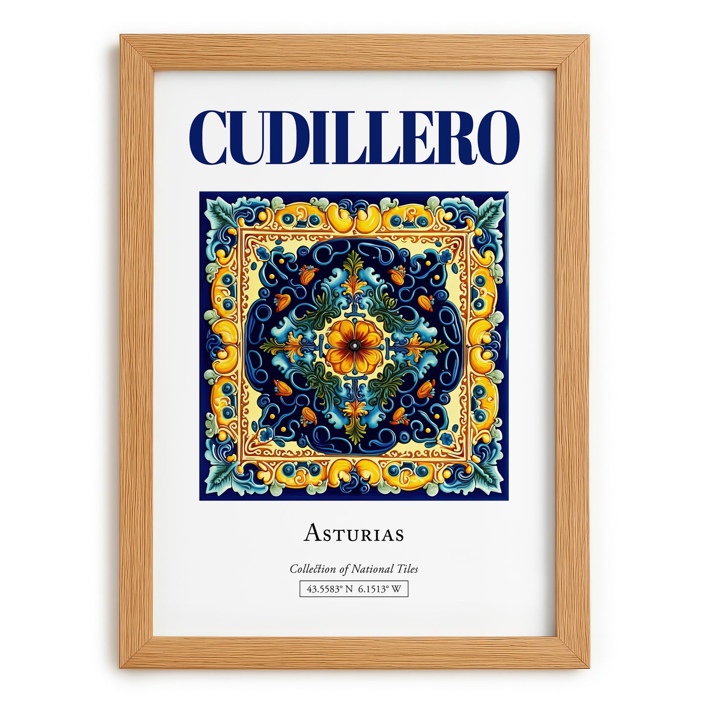 Cudillero, Spain – Travel Print, set in oak frame