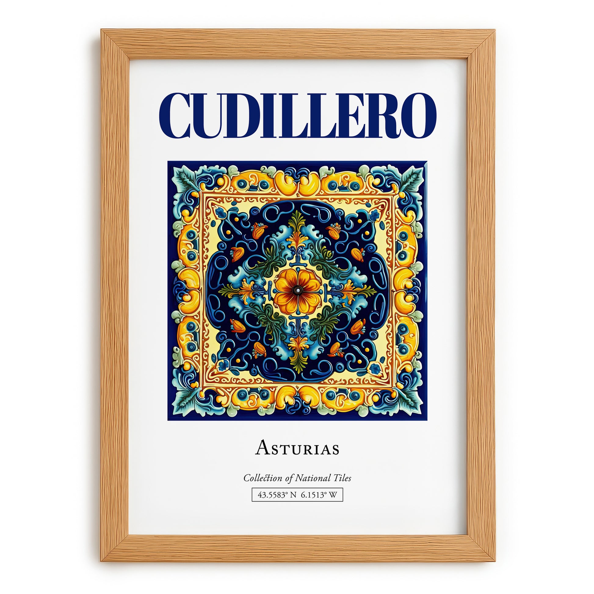 Cudillero, Spain – Travel Print, set in oak frame