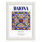 Baiona, Spain – Retro Travel Poster, placed in minimal white frame