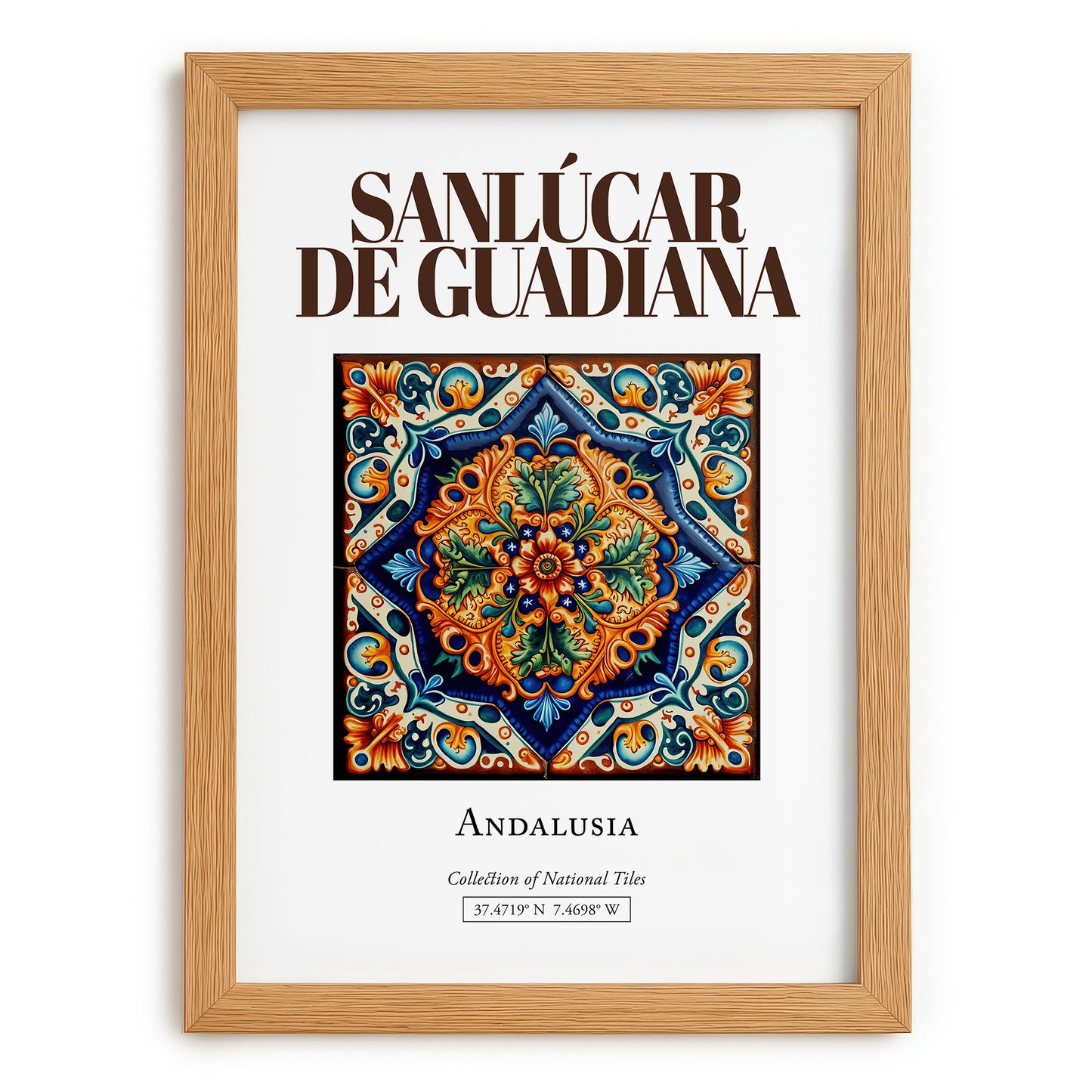 Sanlúcar de Guadiana, Spain – Travel Poster, set in oak frame