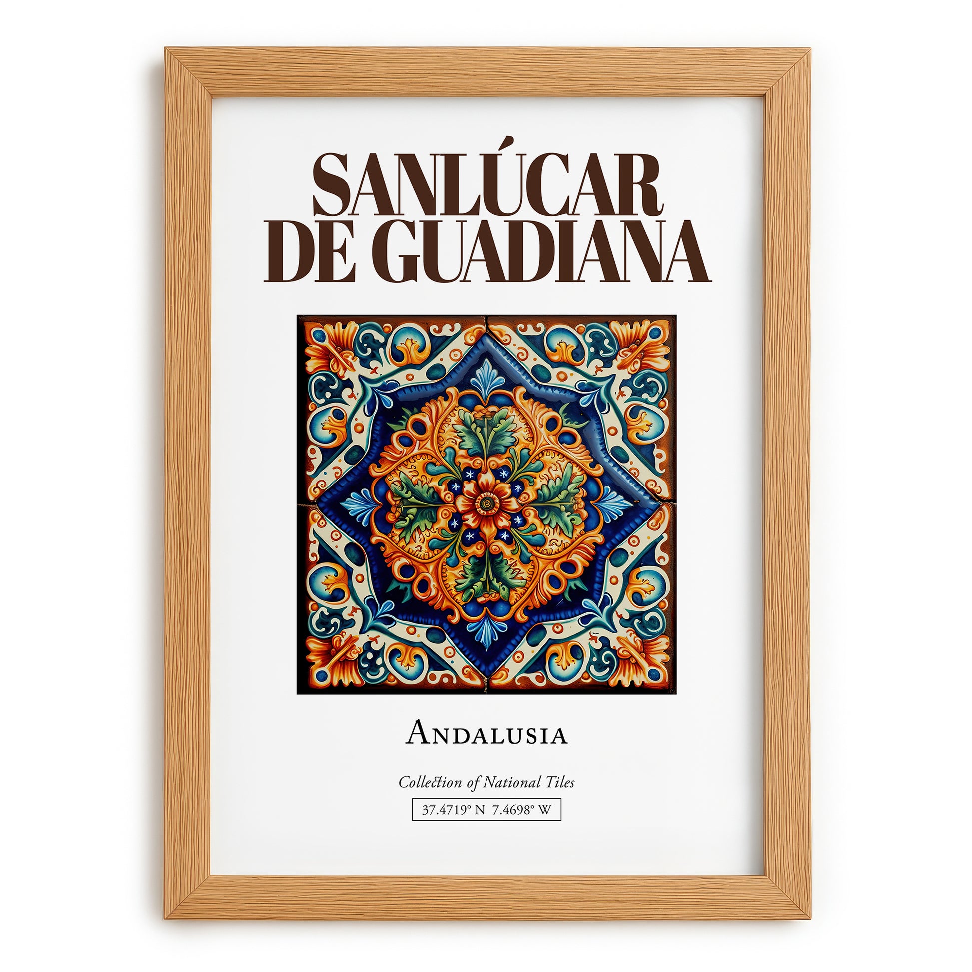 Sanlúcar de Guadiana, Spain – Travel Poster, set in oak frame