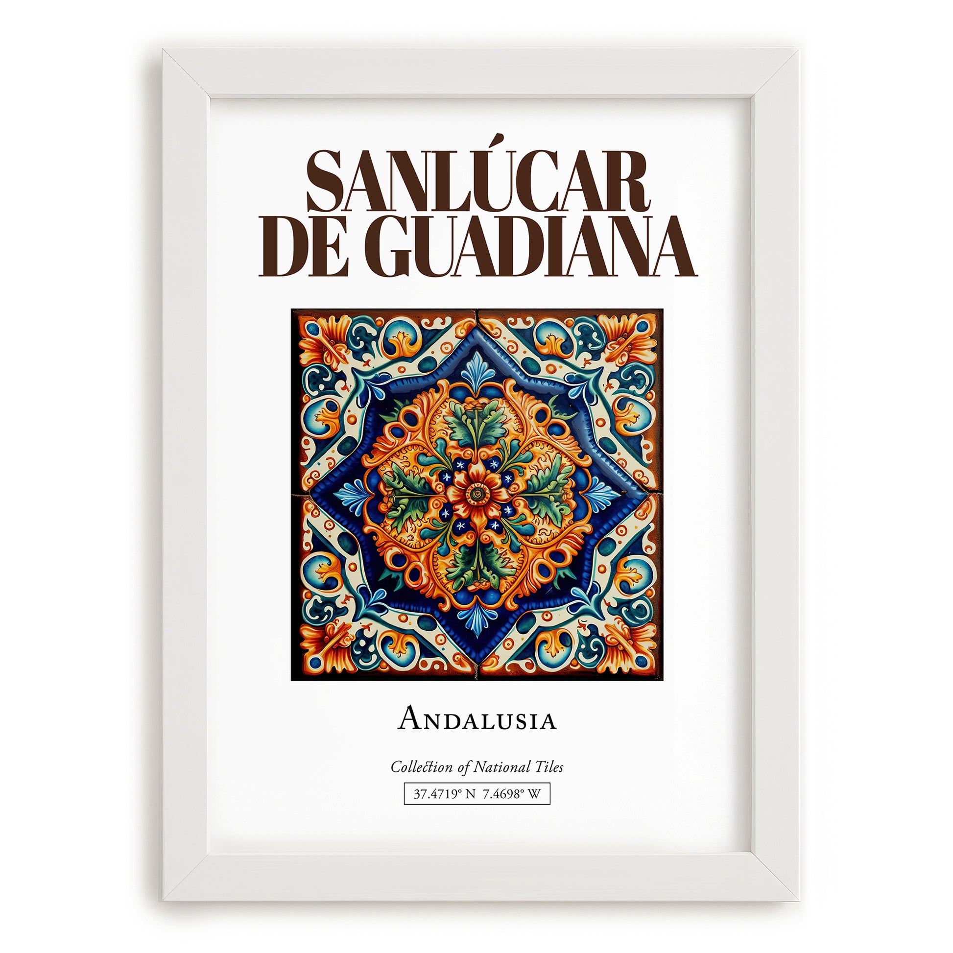 Sanlúcar de Guadiana, Spain – Travel Poster, placed in minimal white frame
