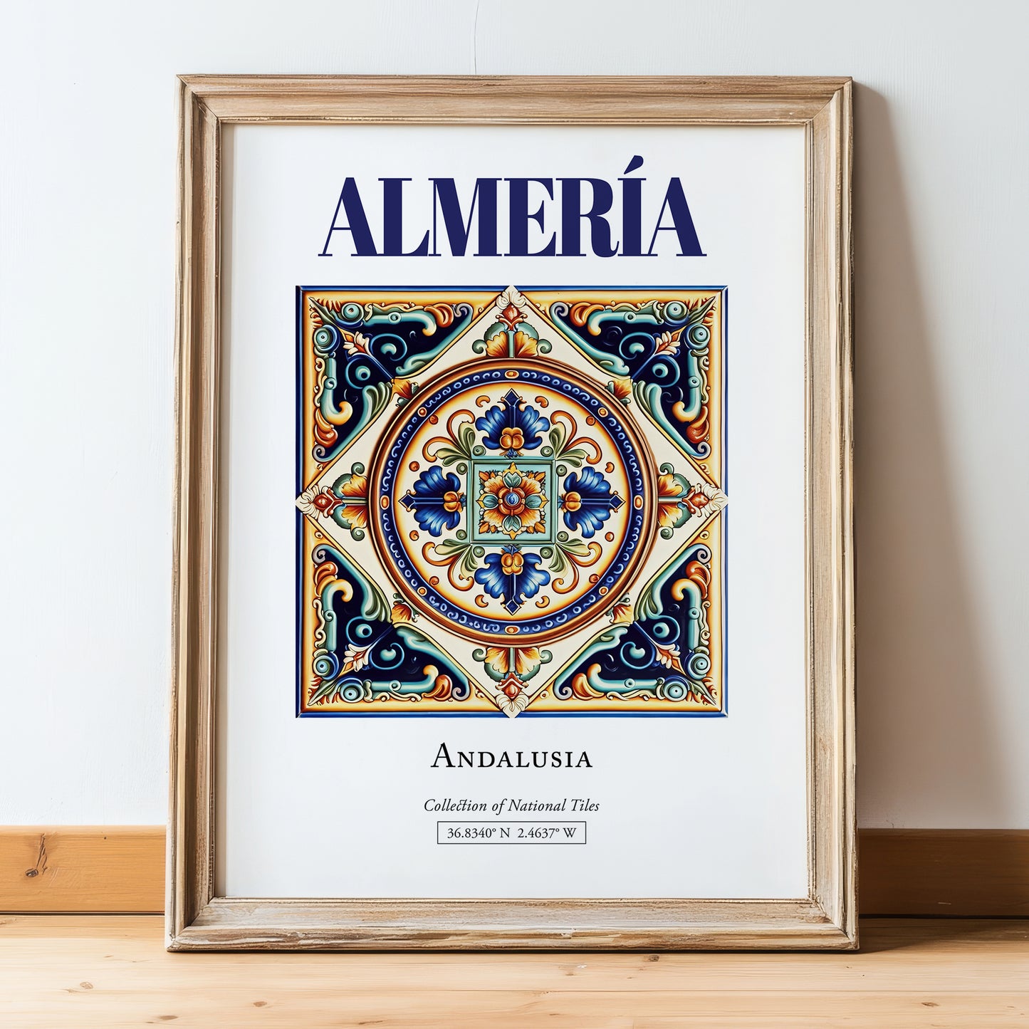 Almería, Spain – Travel Print, in wooden frame leaning on the floor