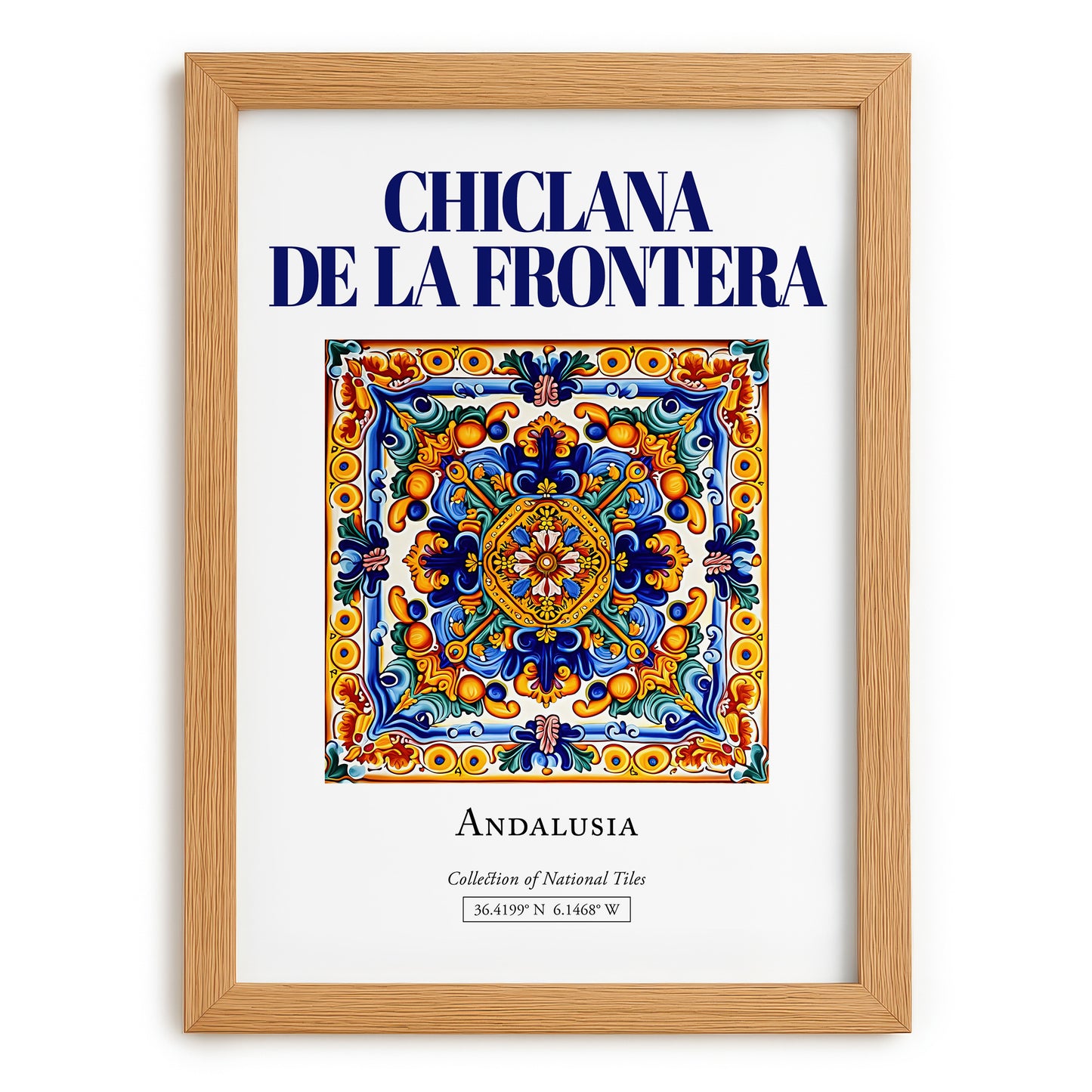 Chiclana de la Frontera, Spain – Travel Destination Art, set in oak frame