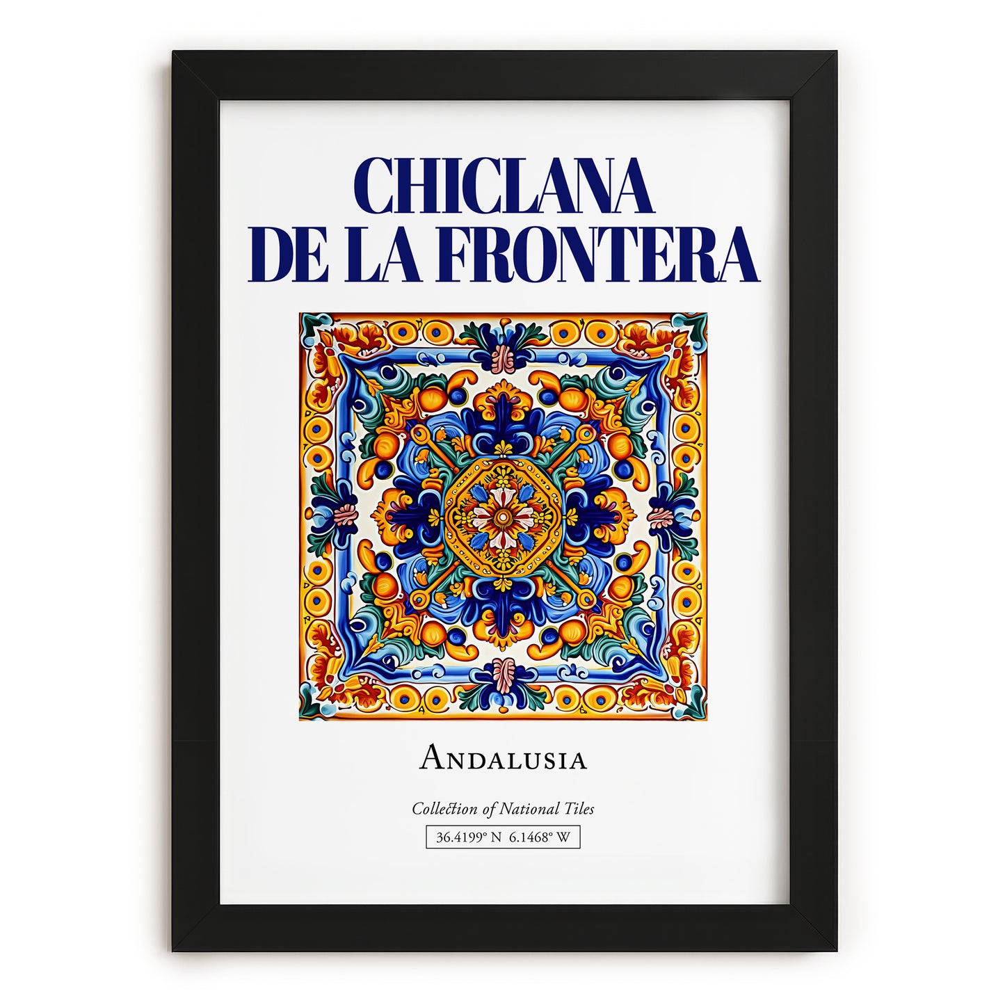 Chiclana de la Frontera, Spain – Travel Destination Art, in sleek black frame