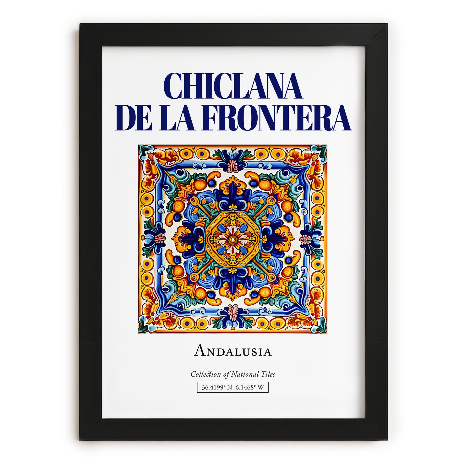 Chiclana de la Frontera, Spain – Travel Destination Art, in sleek black frame
