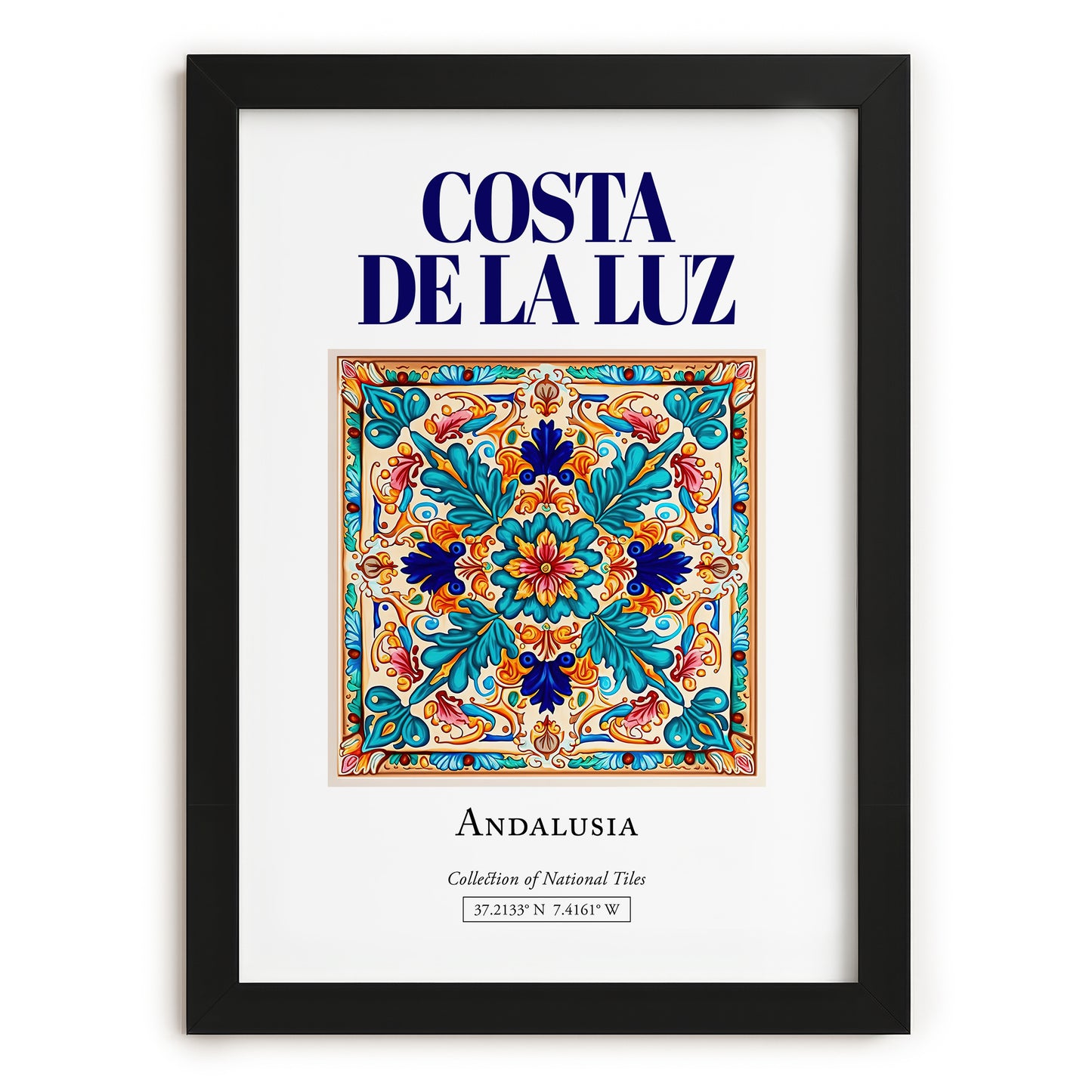 Costa de la Luz, Spain – Historic Cities Art Print, in sleek black frame