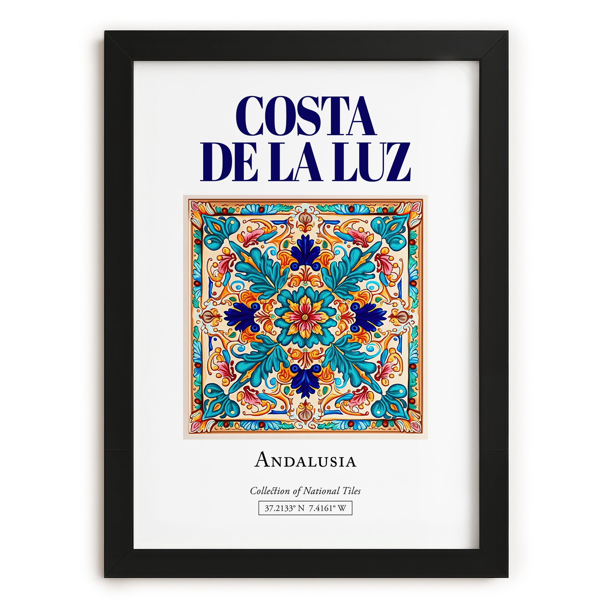 Costa de la Luz, Spain – Historic Cities Art Print, in sleek black frame