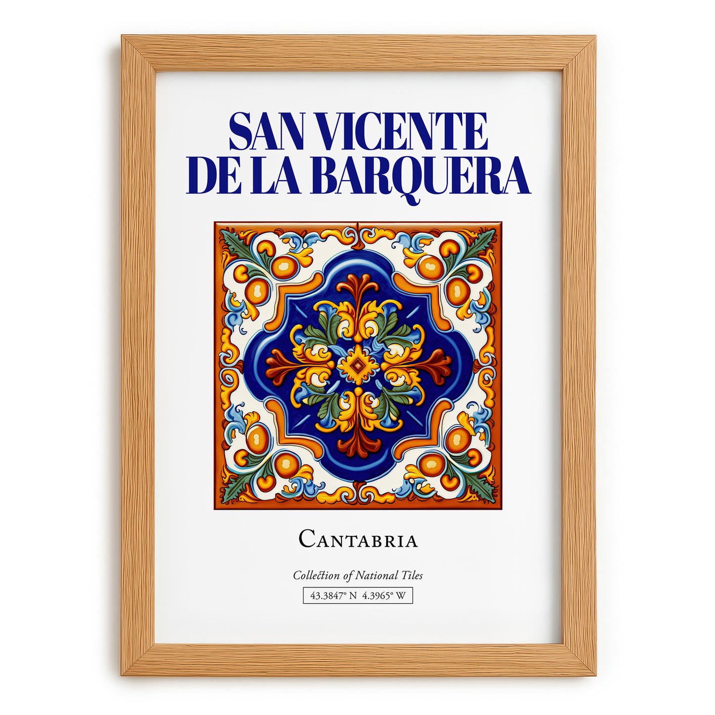 San Vicente de la Barquera, Spain – Travel Print, set in oak frame