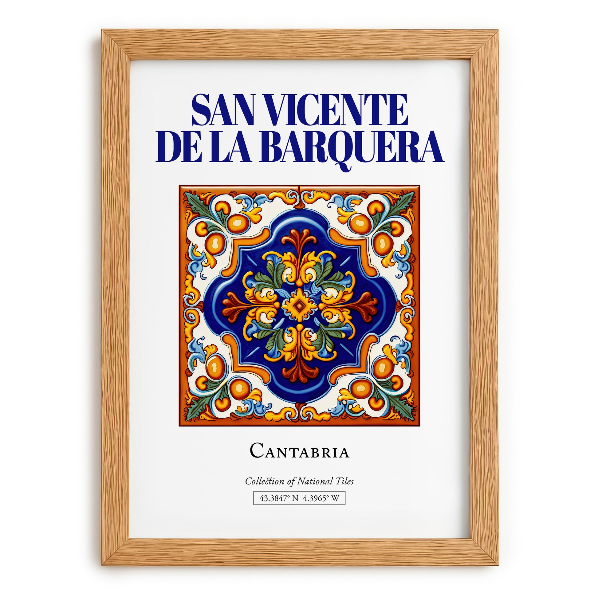 San Vicente de la Barquera, Spain – Travel Print, set in oak frame
