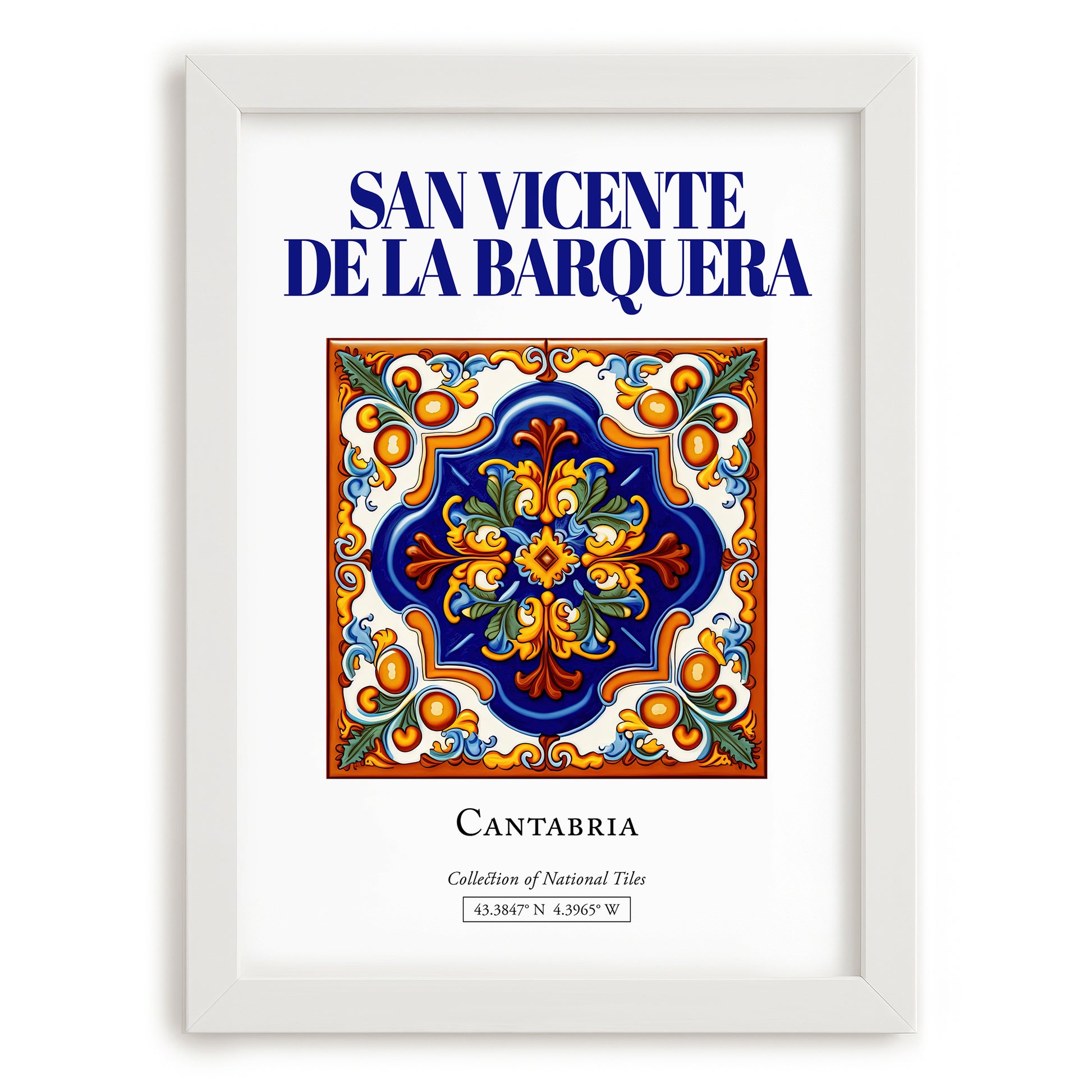 San Vicente de la Barquera, Spain – Travel Print, placed in minimal white frame