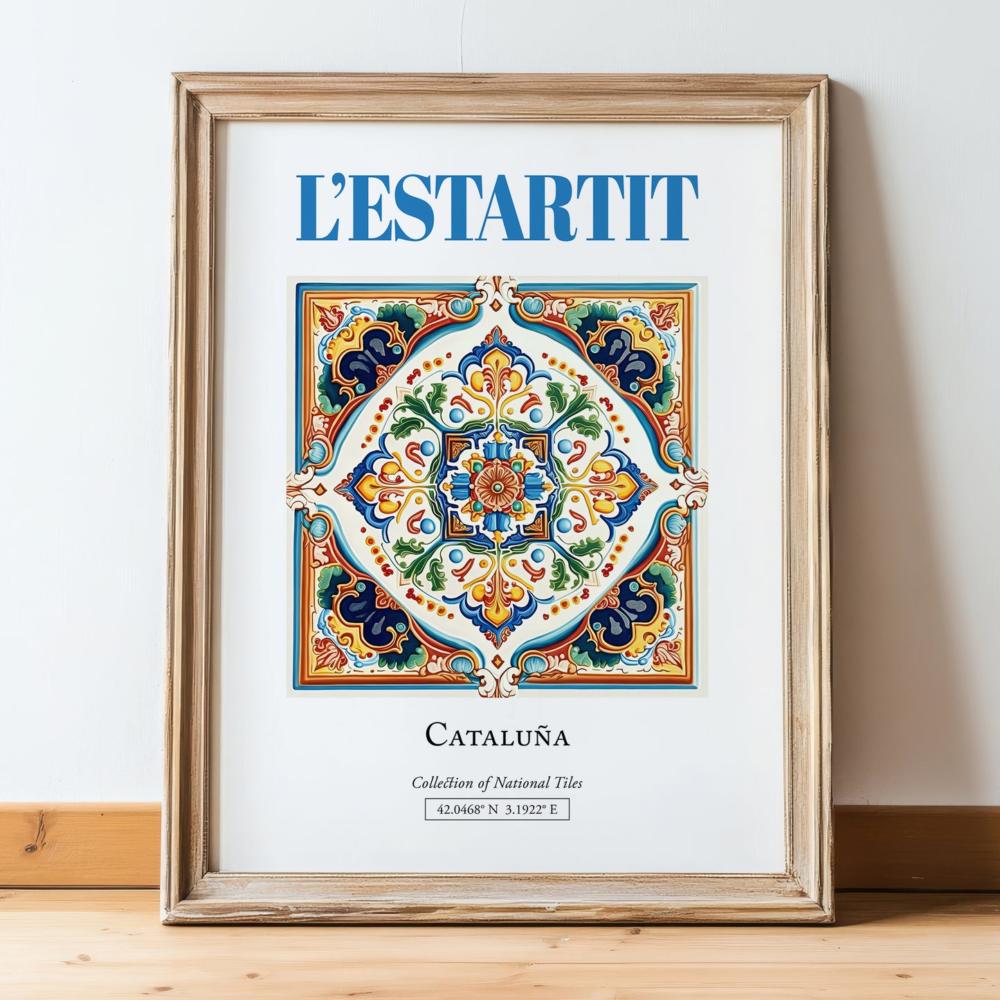 L'Estartit, Spain – Travel Wall Decor, in wooden frame leaning on the floor