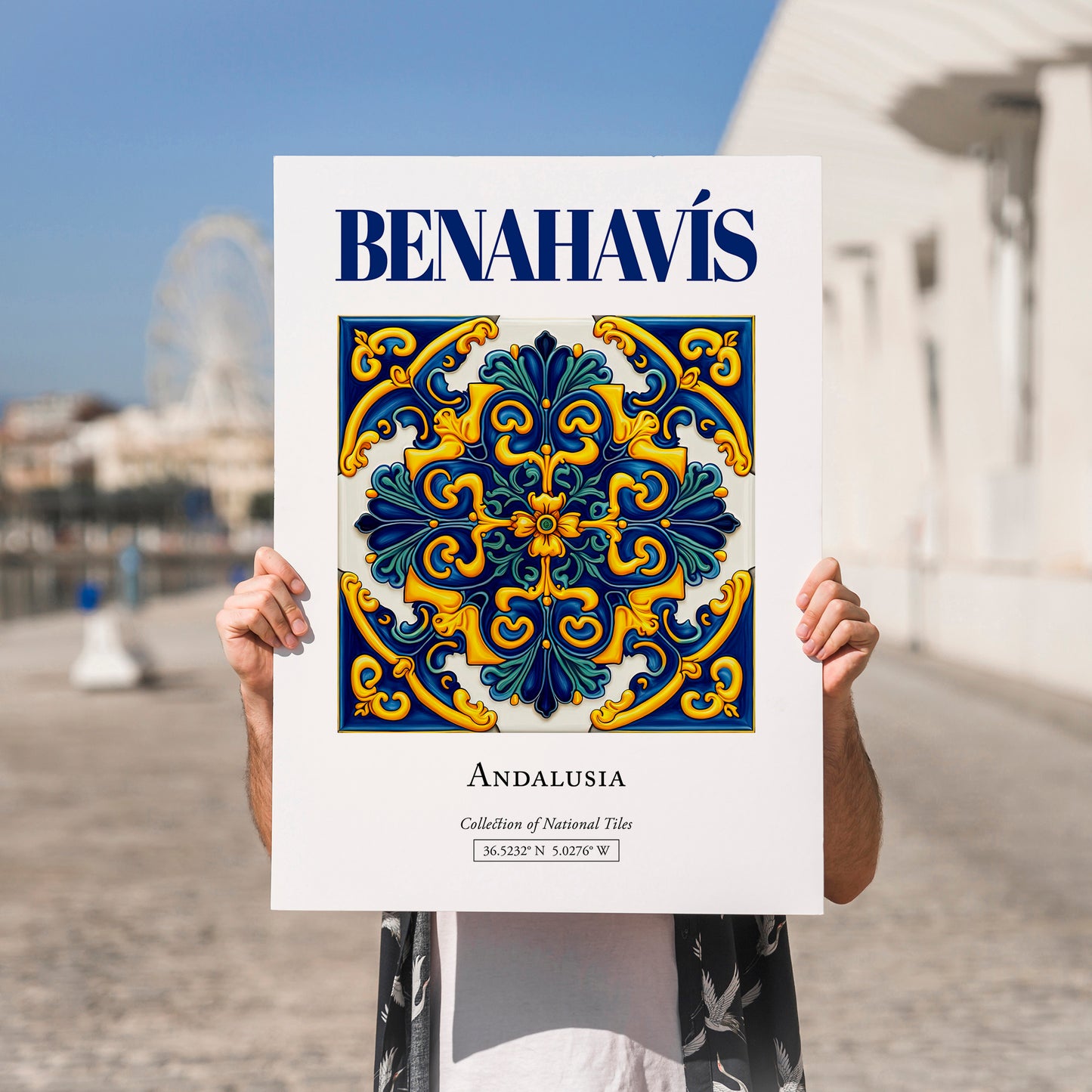 Benahavís, Spain – National Pride Wall Decor, no-text version framed in wood