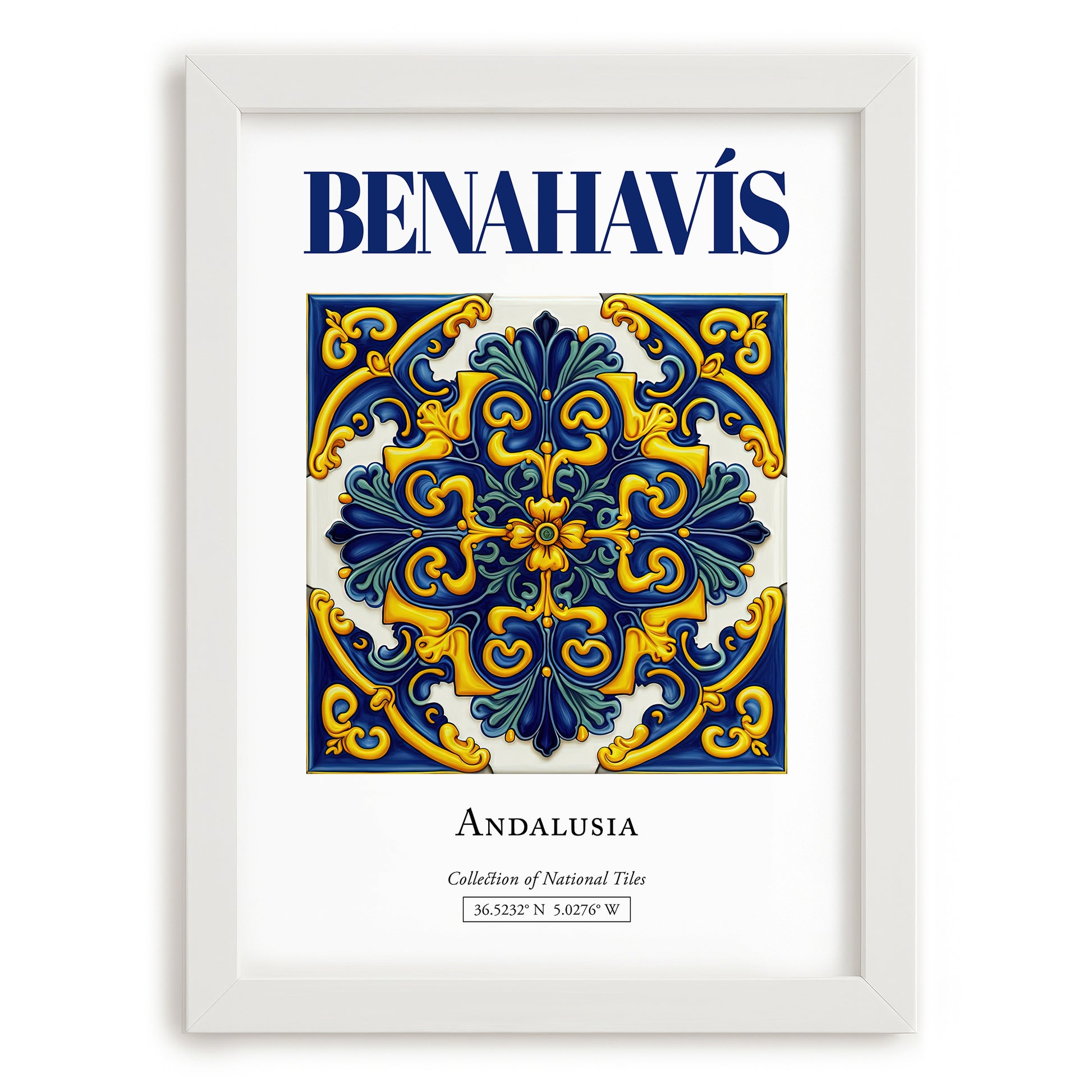 Benahavís, Spain – National Pride Wall Decor, placed in minimal white frame