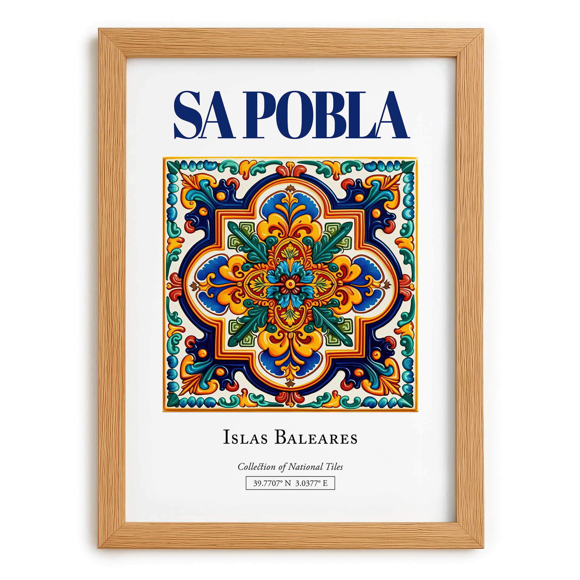 Sa Pobla, Spain – Travel Poster, set in oak frame