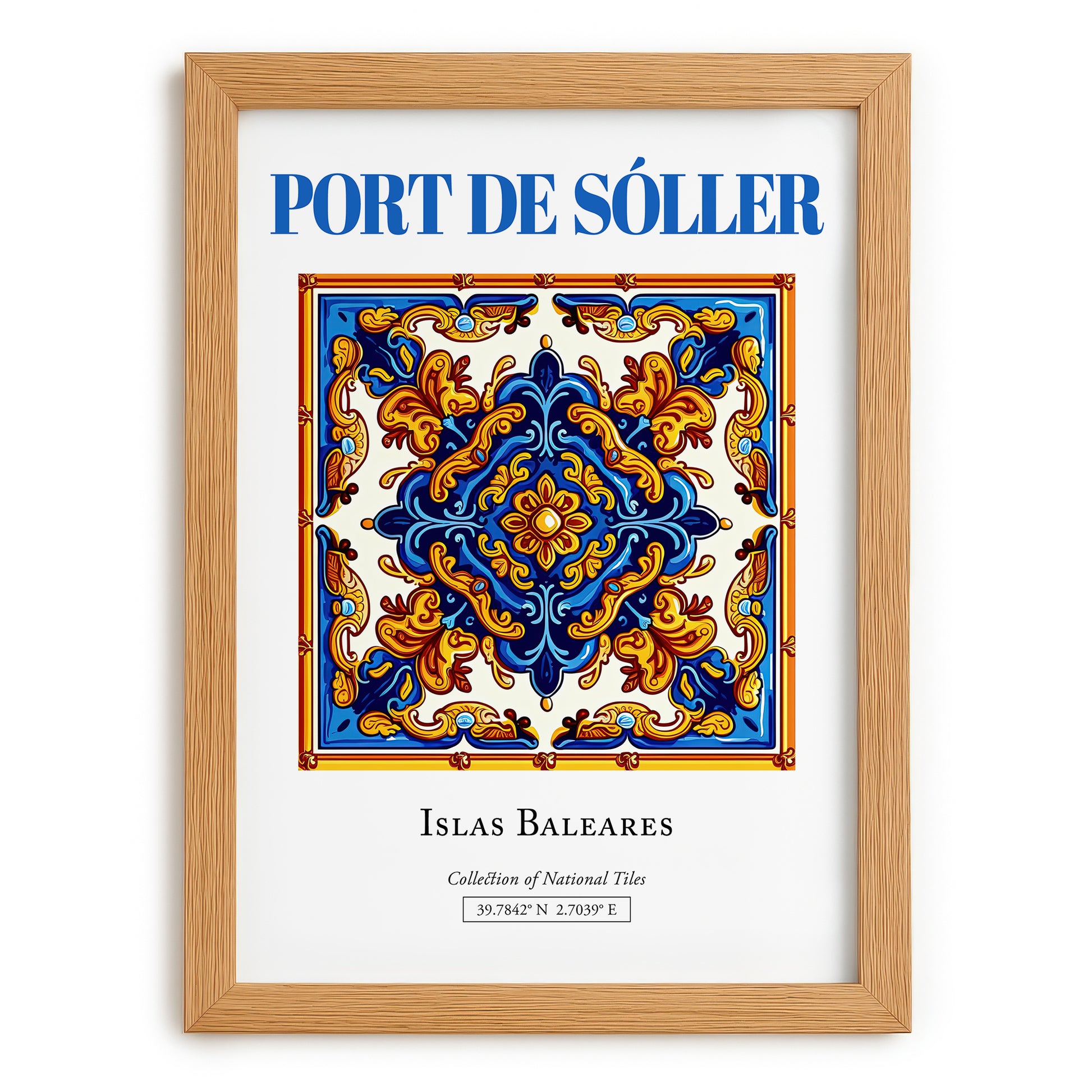 Port de Sóller, Spain – Travel Poster, set in oak frame