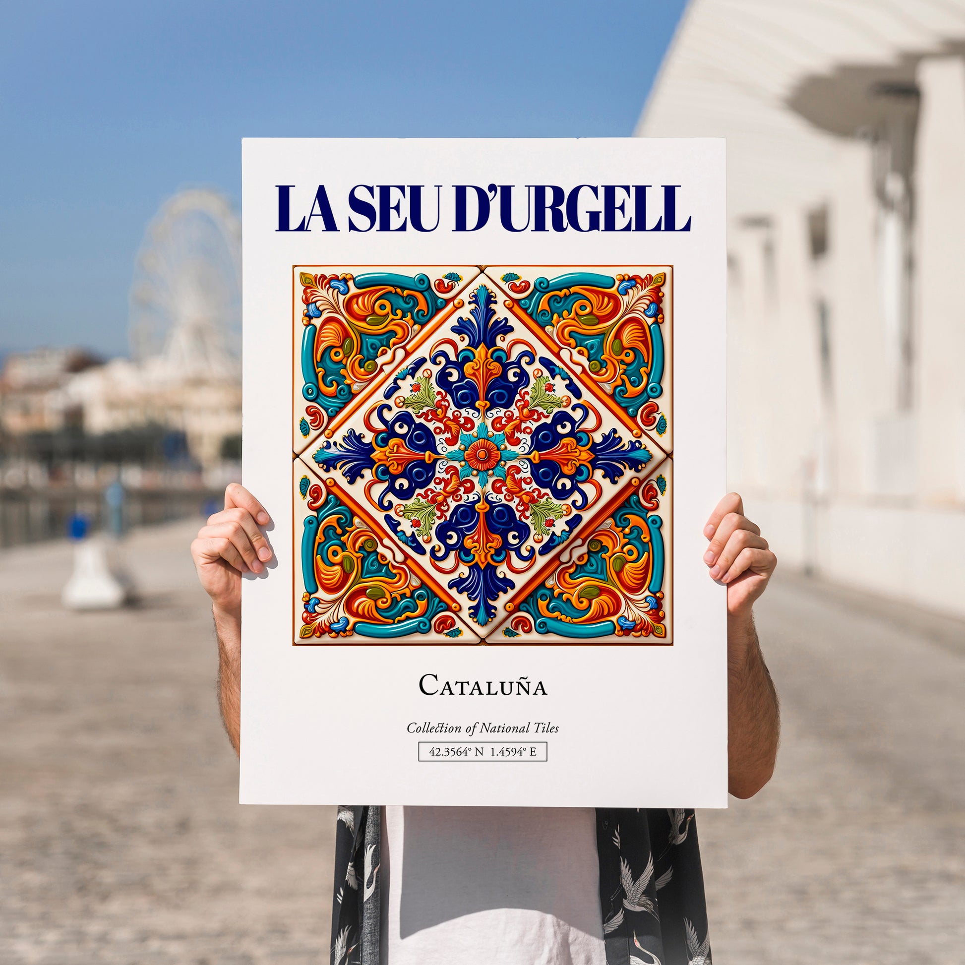 La Seu d'Urgell, Spain – Cultural Heritage Wall Art, no-text version framed in wood