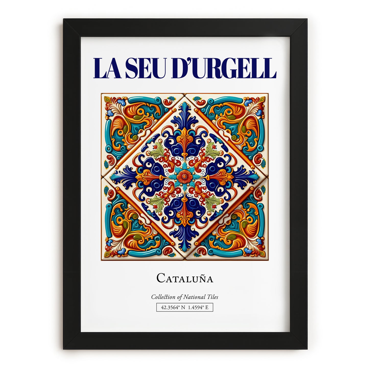La Seu d'Urgell, Spain – Cultural Heritage Wall Art, in sleek black frame
