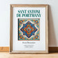 Sant Antoni de Portmany, Spain – Travel Poster, in wooden frame leaning on the floor