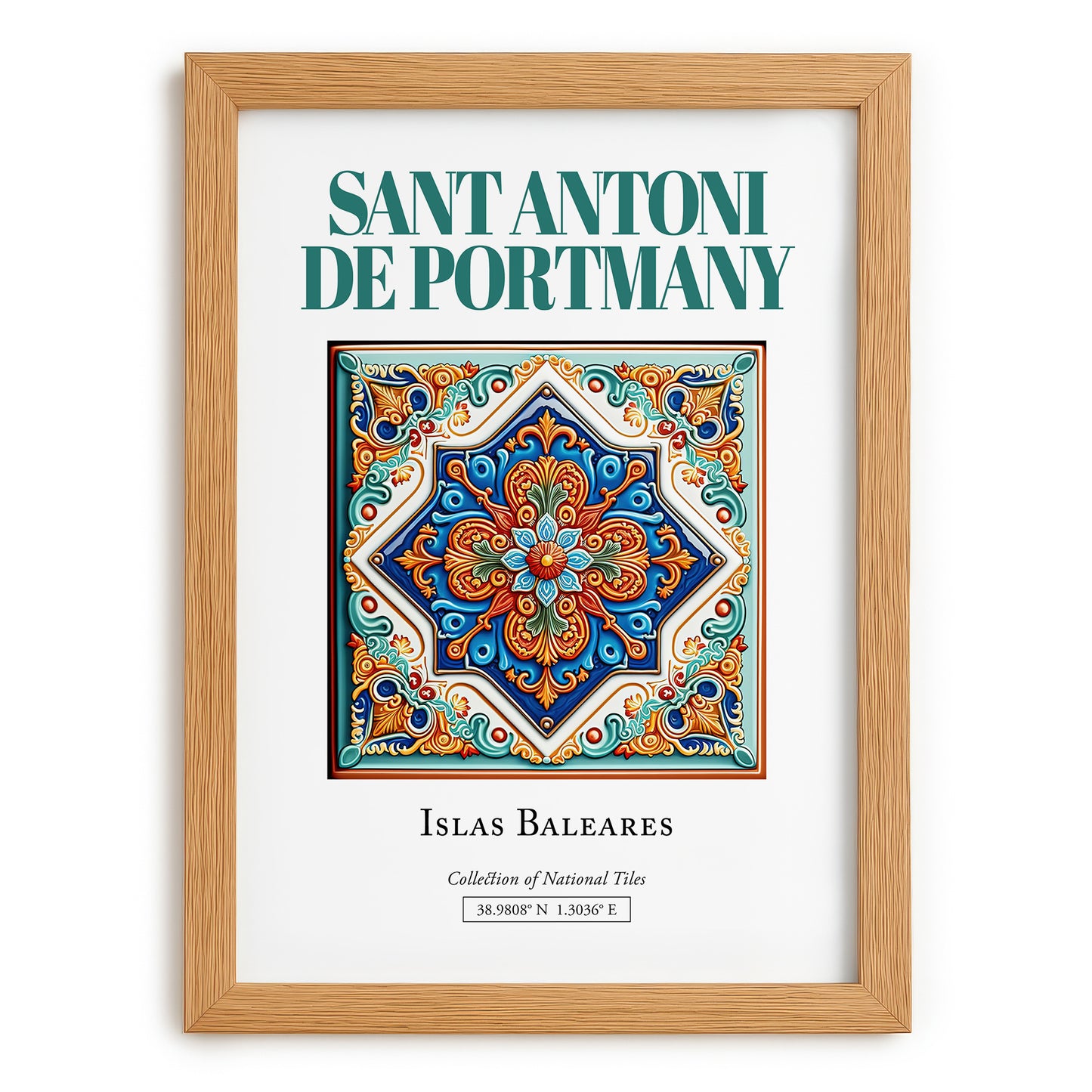 Sant Antoni de Portmany, Spain – Travel Poster, set in oak frame