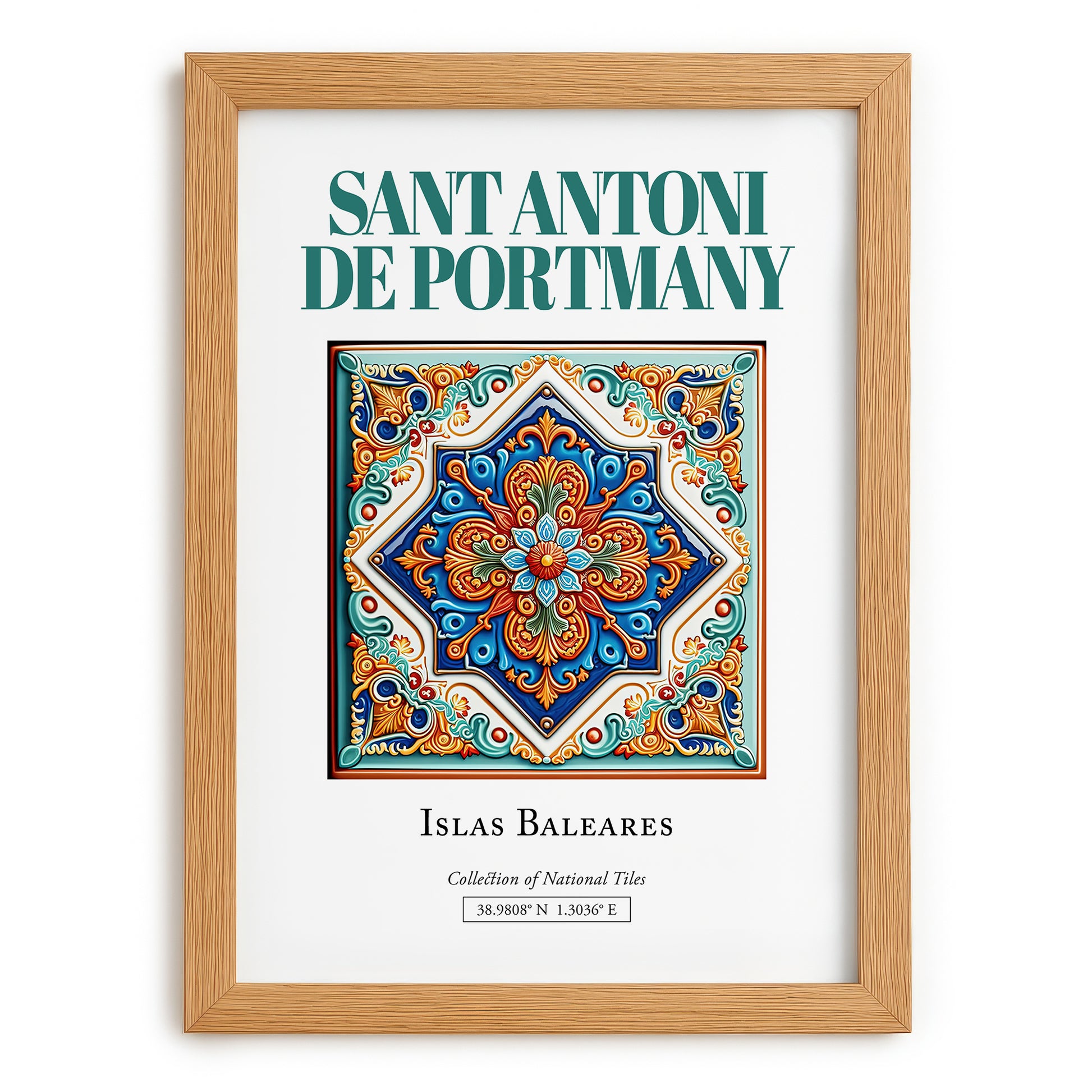 Sant Antoni de Portmany, Spain – Travel Poster, set in oak frame