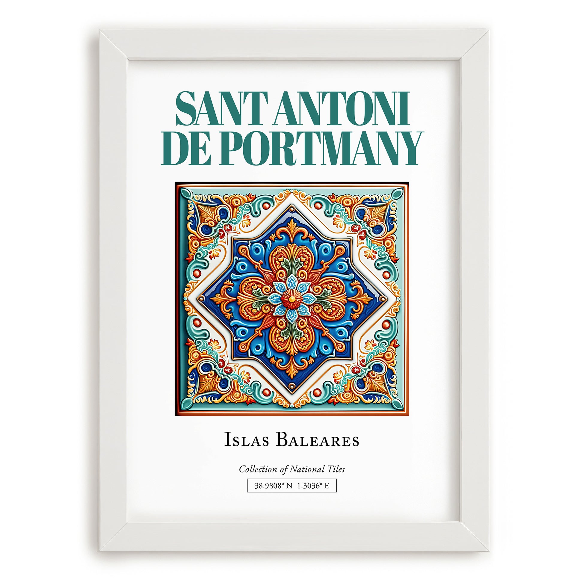 Sant Antoni de Portmany, Spain – Travel Poster, placed in minimal white frame