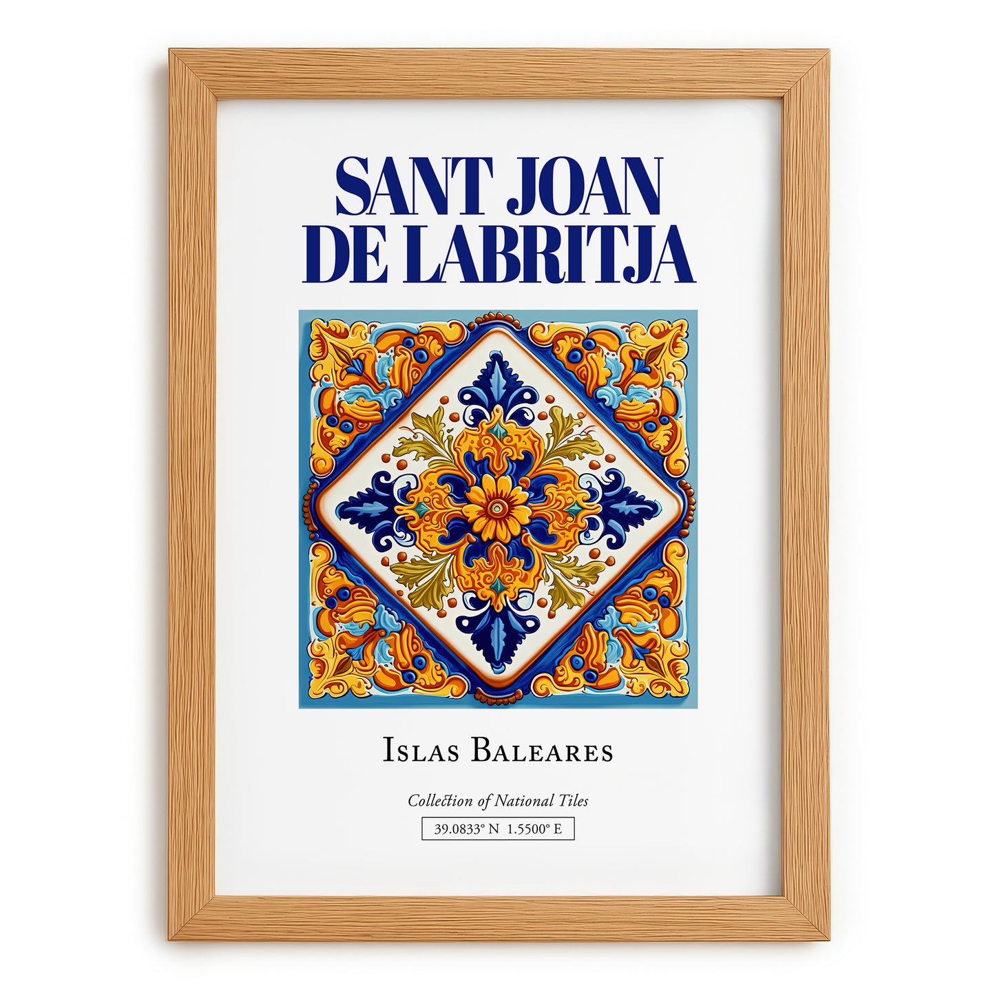 Sant Joan de Labritja, Spain – Historic Cities Art Print, set in oak frame