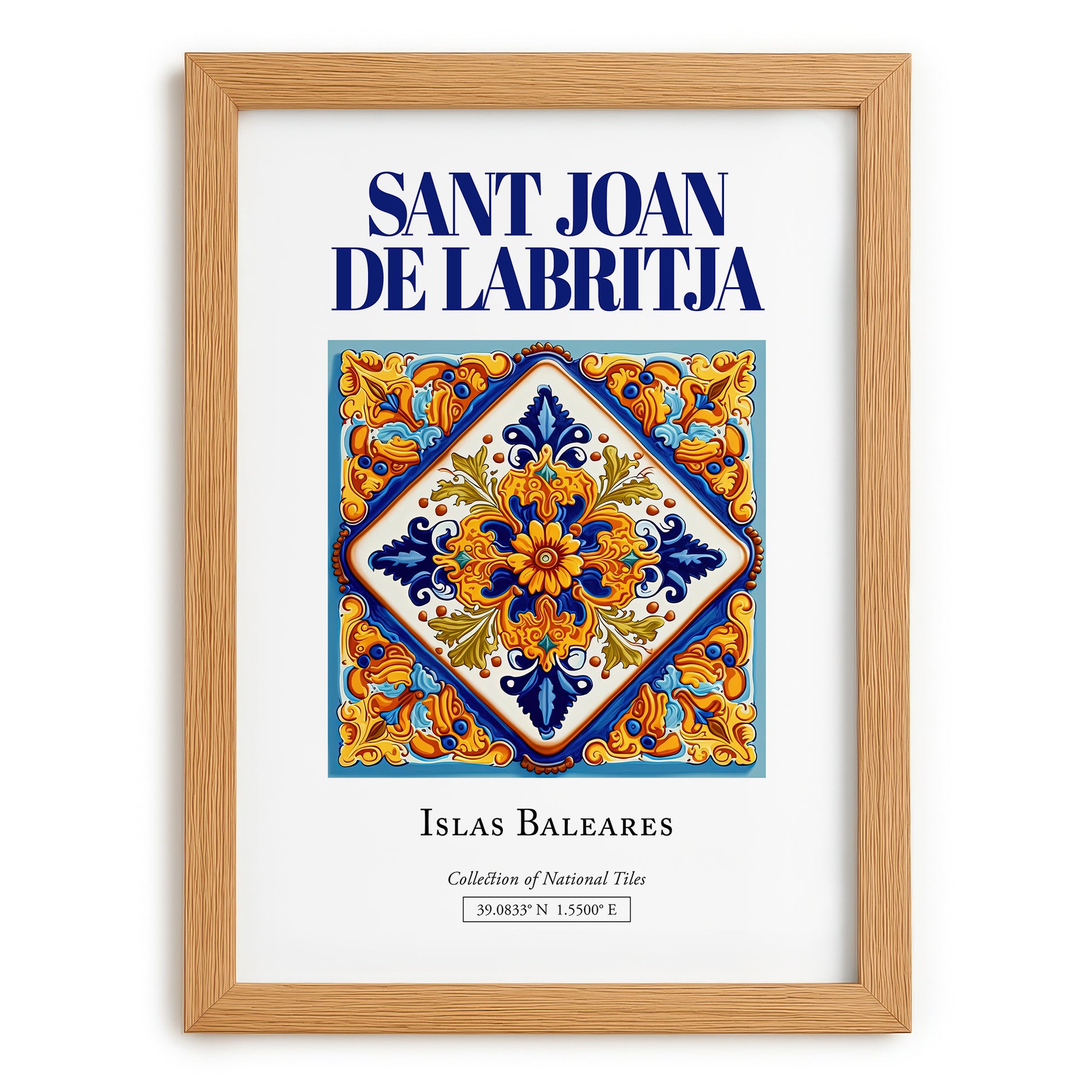 Sant Joan de Labritja, Spain – Historic Cities Art Print, set in oak frame